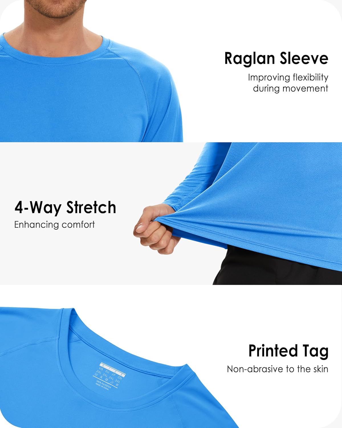 Boladeci Men's UPF 50+ Sun Protection UV SPF Shirts Long Sleeve Lightweight Quick Dry Swim T-Shirts Rash Guard