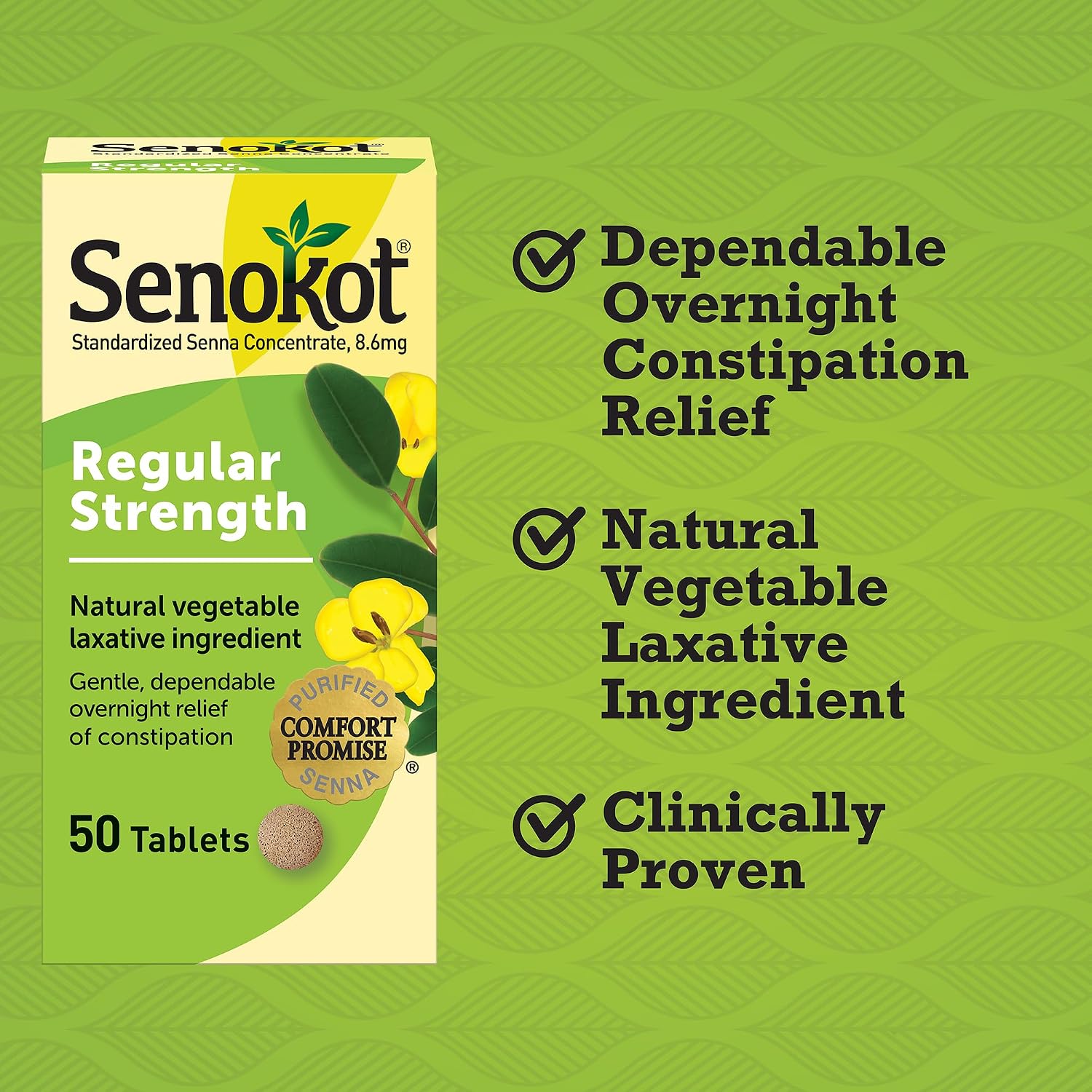 Senokot Regular Strength Laxatives for Constipation, Senna Tablets, 100 ct