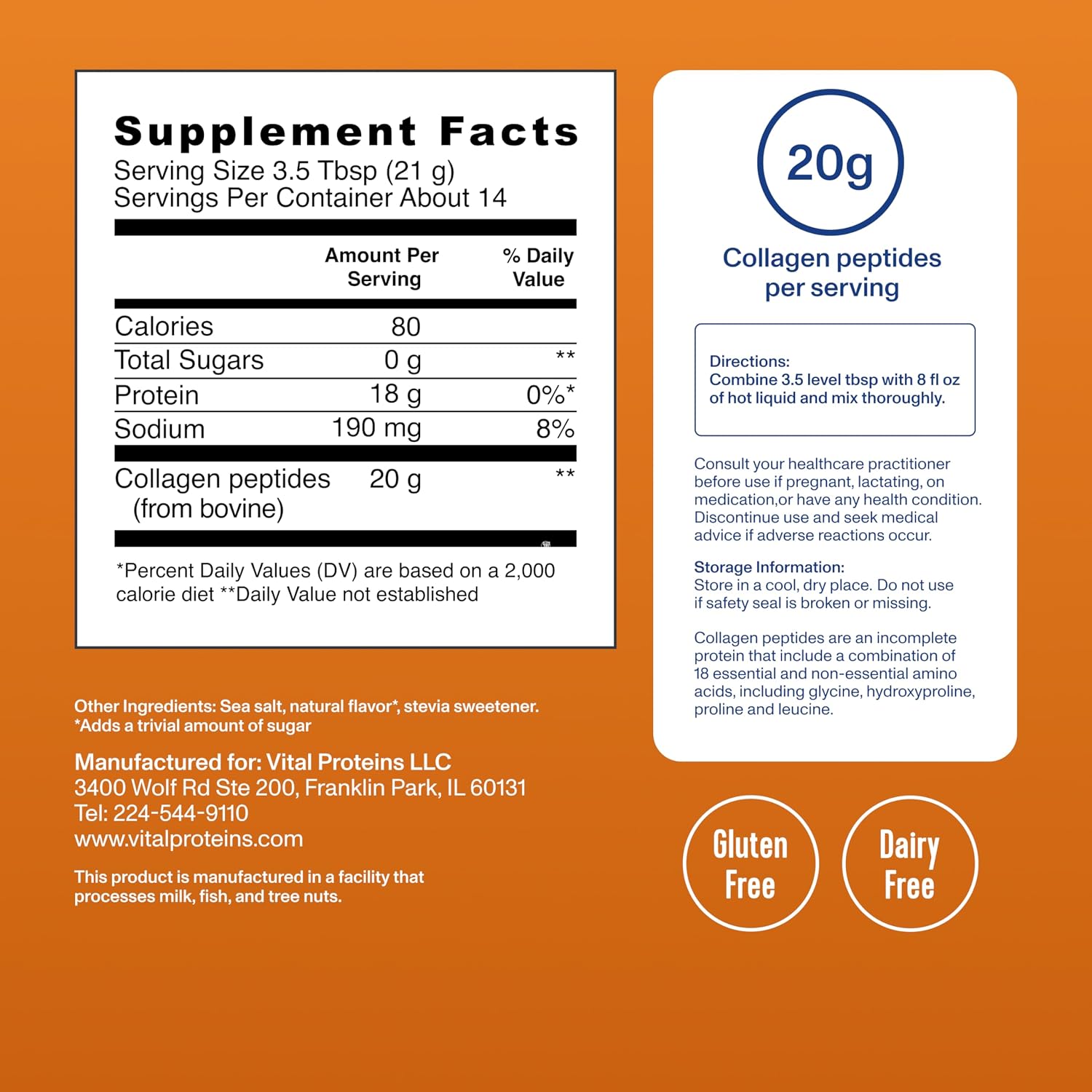 Vital Proteins Collagen Peptides Powder, Unflavored Stick Packs, 20 Count | 10g Hydrolyzed Collagen Peptide Per Packet, Supports Hair Skin & Nails, Travel-Friendly Stick Packs, 20 Servings