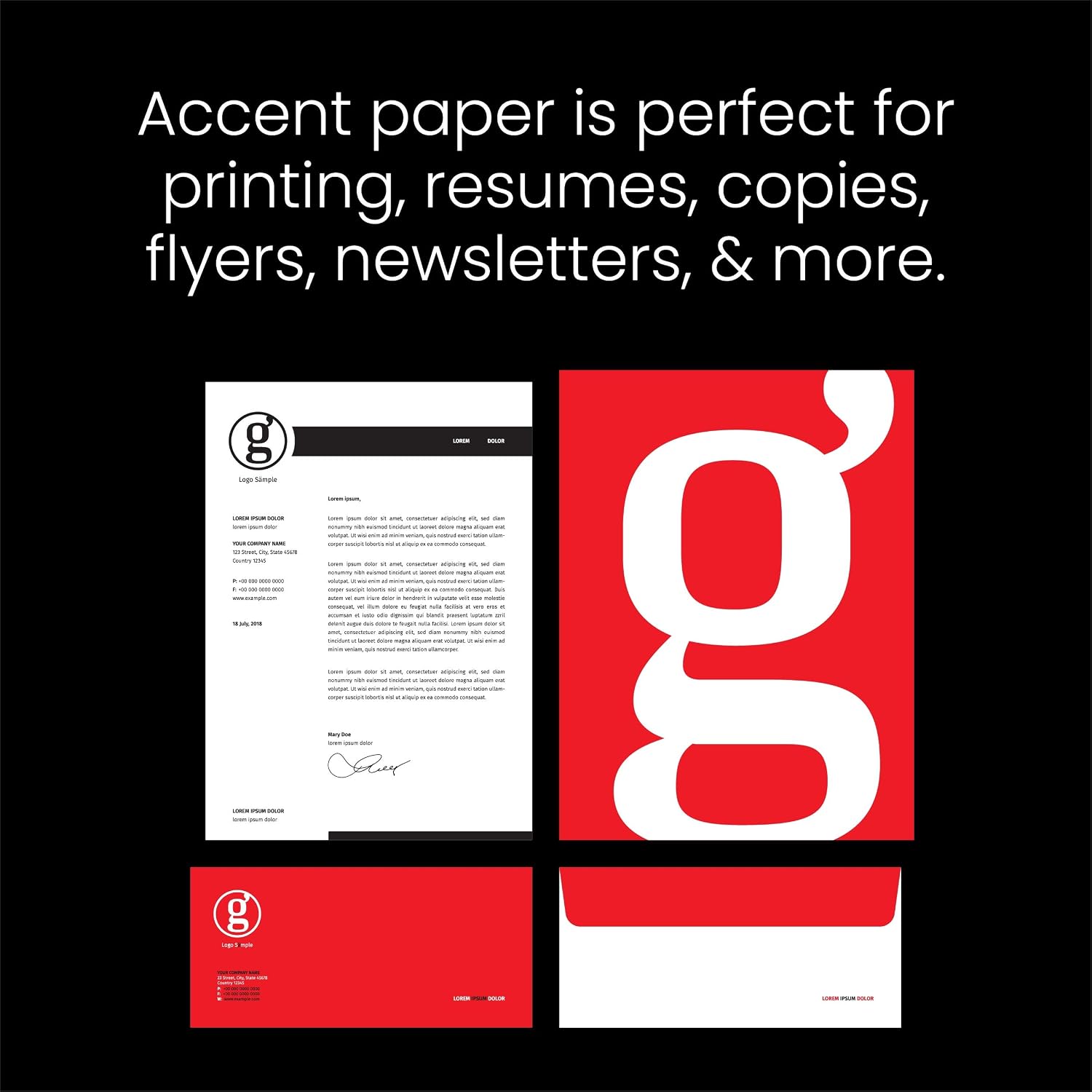 Accent Opaque White Printer Paper, 8.5” x 11” 24lb Bond/60lb Text Copy Paper – 500 Sheets (1 Ream) – Premium Computer Paper with Smooth Finish, 97 Bright, 89gsm – Multipurpose White Paper – 109355R