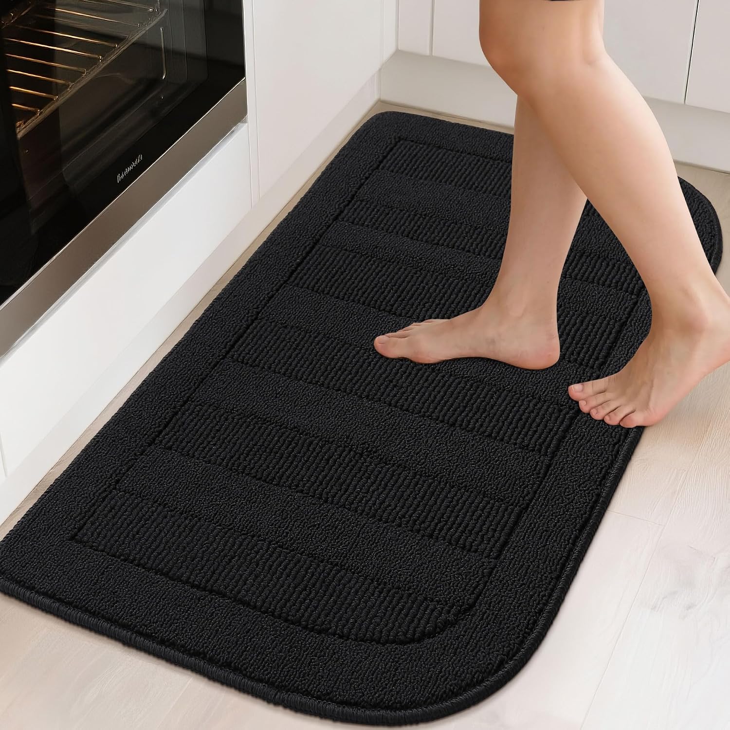 BEQHAUSE 30x18 Inch Kitchen Rugs Non Slip Washable Kitchen Sink Rug, Green