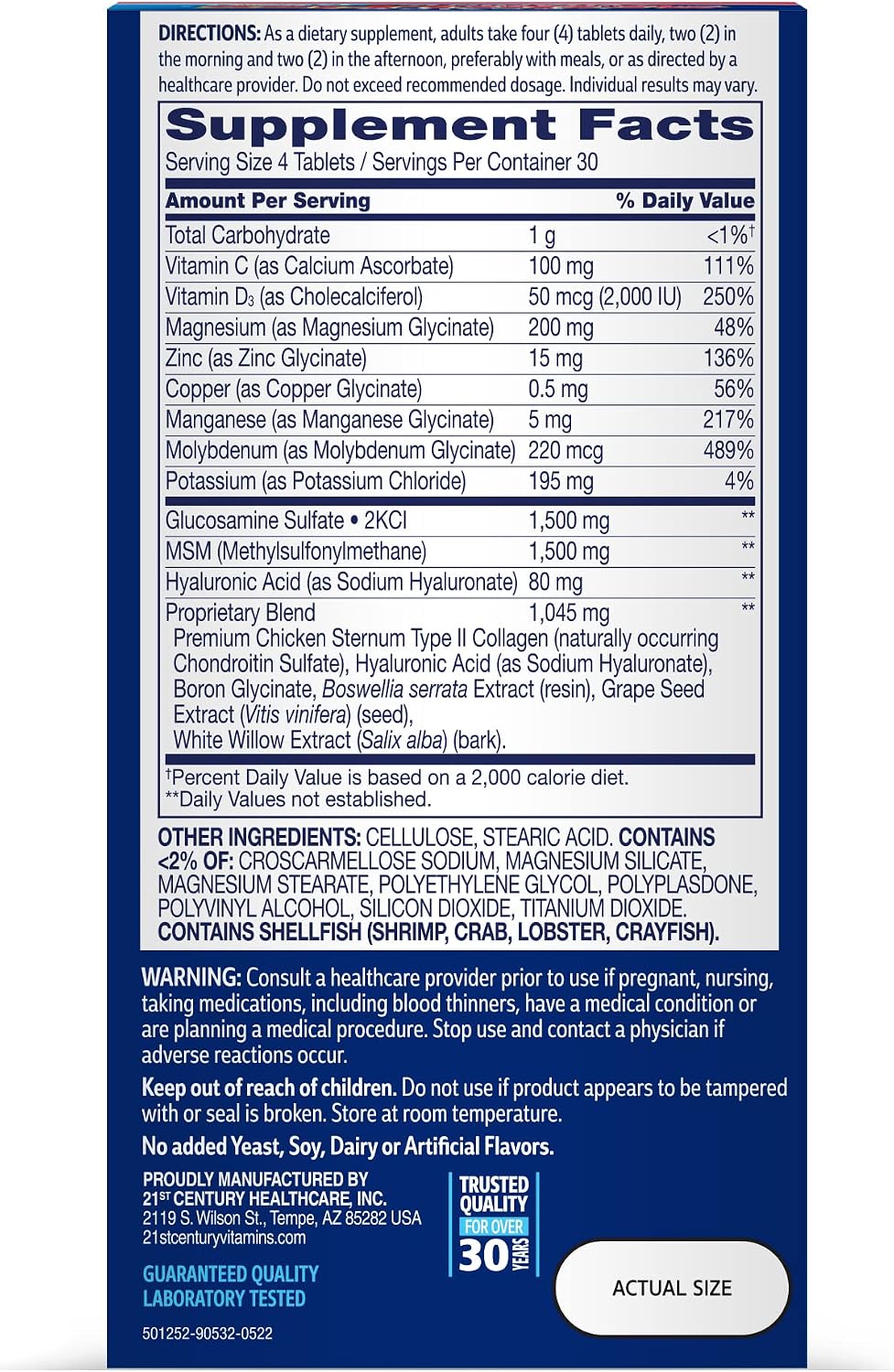 21st Century Arthri-Flex Advantage + D3 Joint Support Tablets, 120 Count
