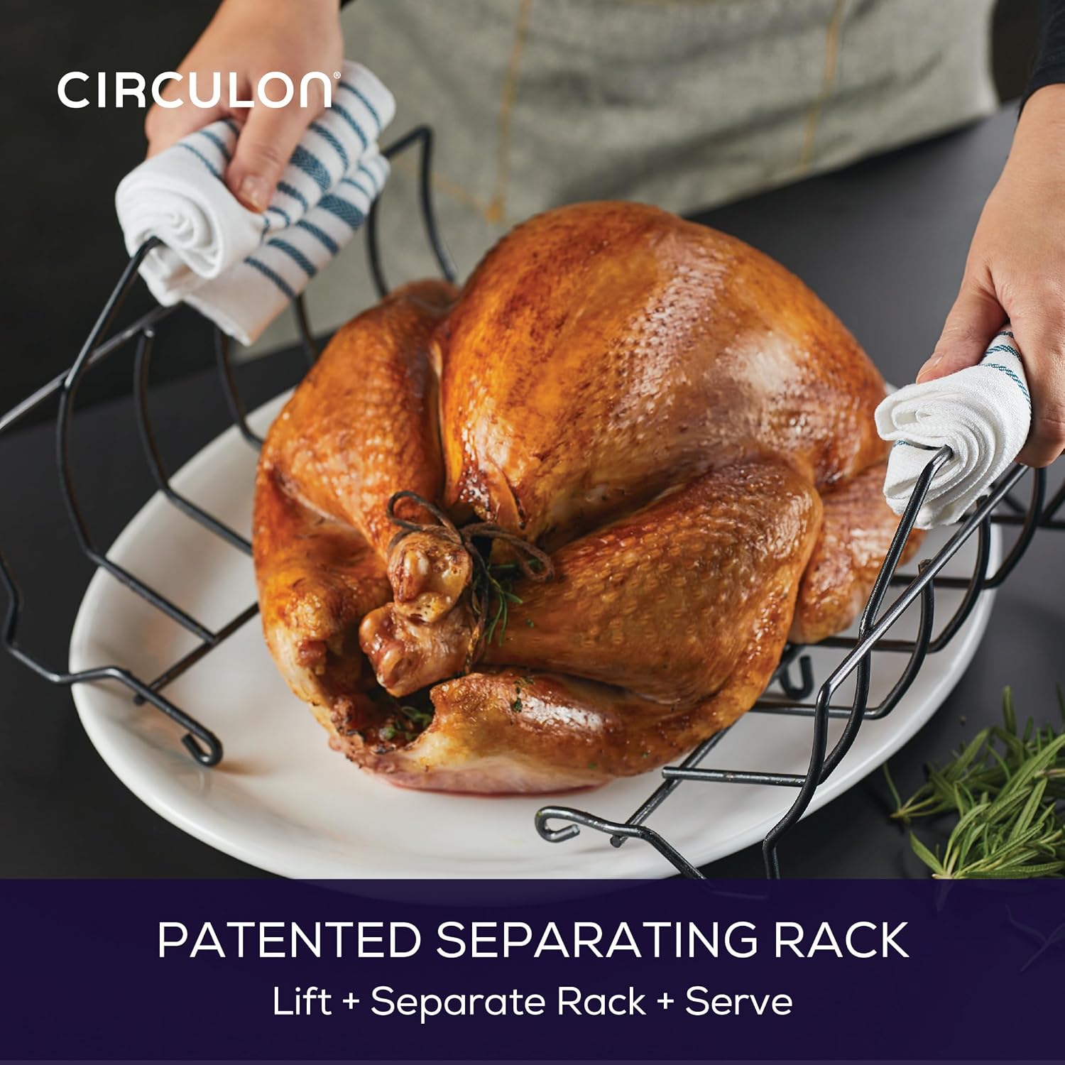 Circulon Total Bakeware Nonstick Roaster, Roasting Pan with Rack, 17-Inch x 13-Inch, Gray