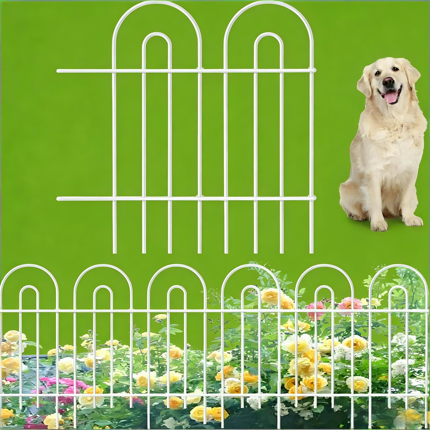 AMAGABELI 10 Panels 17in(H)×10ft(L) Decorative Garden Fences and Borders for Dogs No Dig Rustproof Metal Fence Panels Garden Edging Border Animal Barrier Fencing for Flower Beds Yard Patio Decor Black