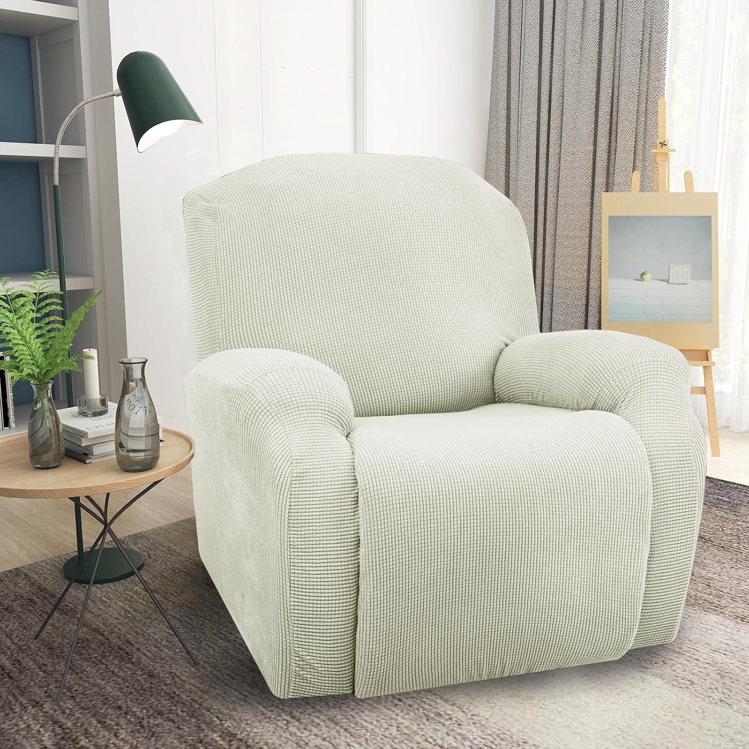 JIVINER Super Stretch Recliner Chair Covers 4 Pieces Sofa Slipcover for Reclining Chair Spandex Soft Recliner Slipcover with Pockets Recliner