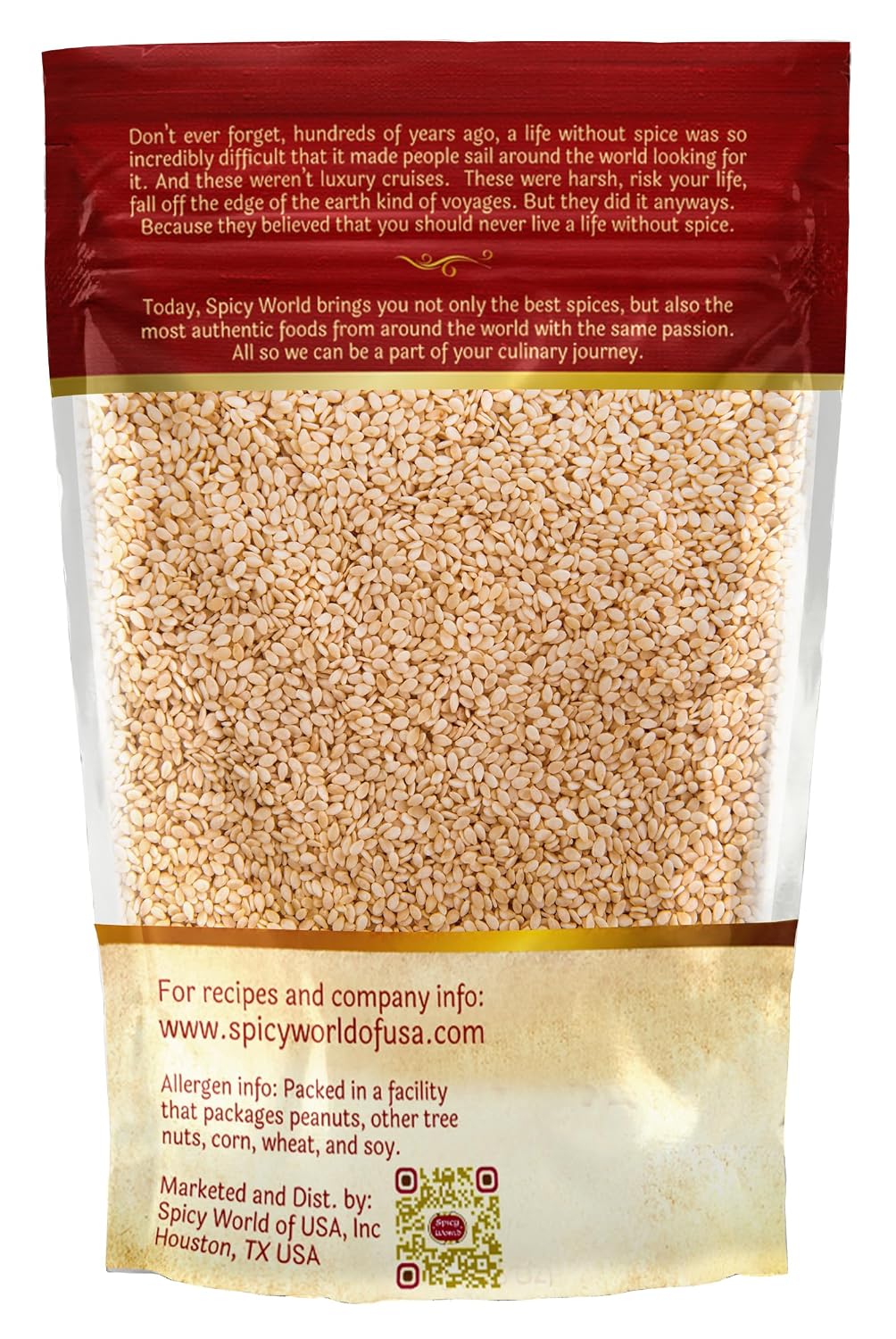 Spicy World Natural Brown Sesame Seeds 3 LB (48oz) - Non-GMO, Vegan, Raw, Unroasted, Unsalted, Plant-Based Protein, Source of Fiber & Iron