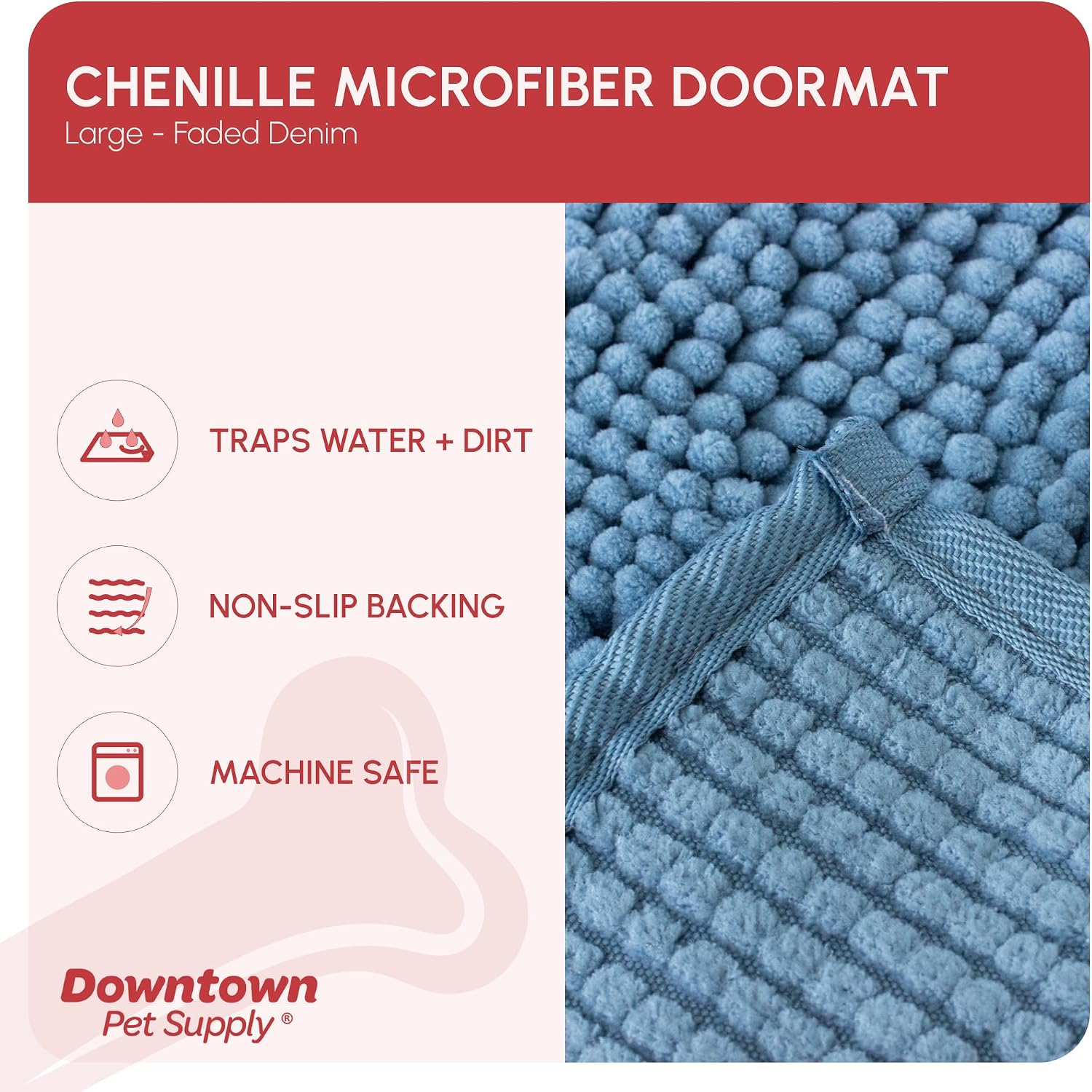 Dog Mud Mat, 31" x 20" Sage – Thick Microfiber Entry Rug for Snow, Mud & Salt – Absorbent, Quick-Dry, Washer-Safe & Non-Slip, Medium