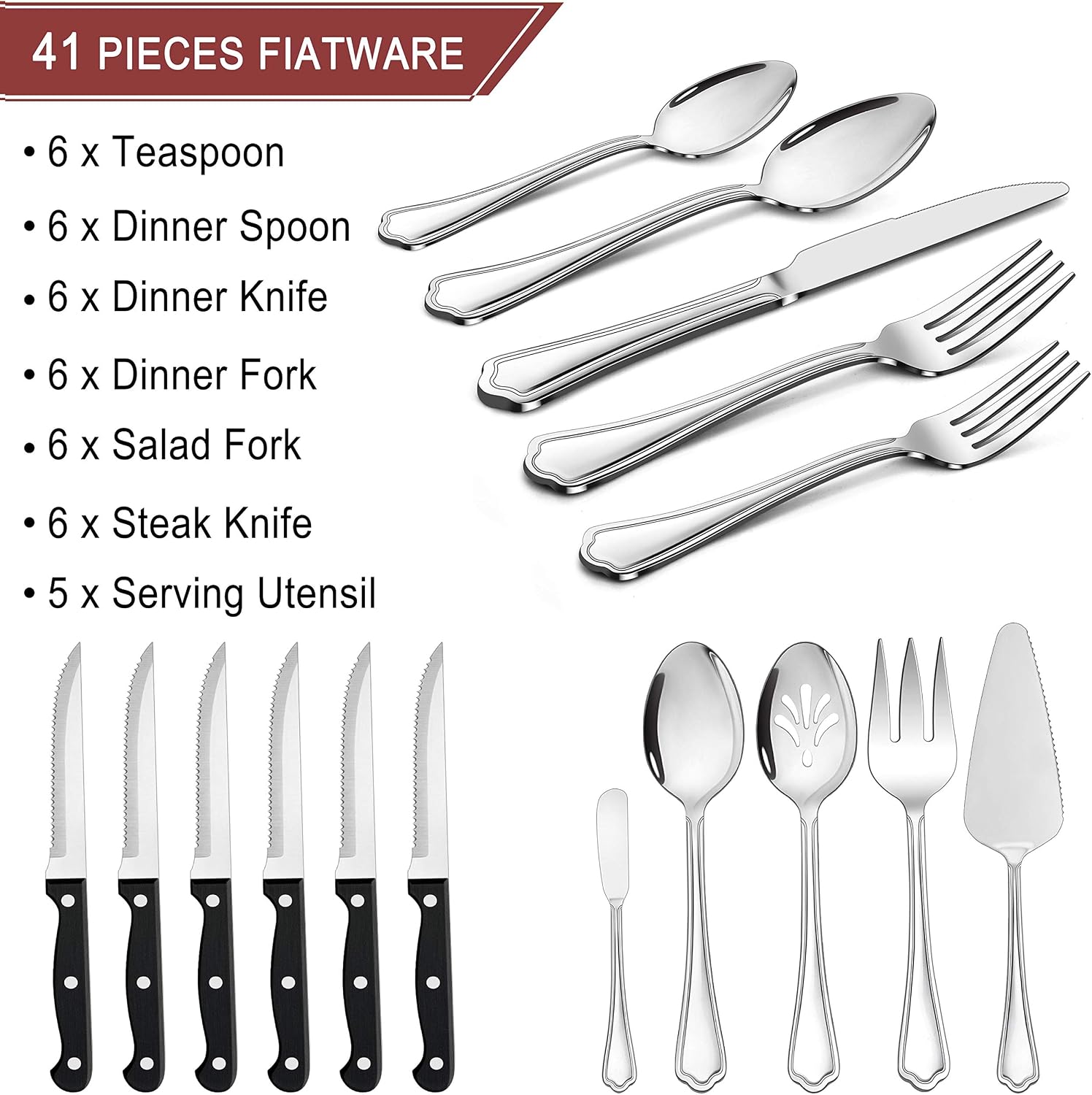 LIANYU 77-Piece Silverware Flatware Set for 12, Stainless Steel Cutlery Set