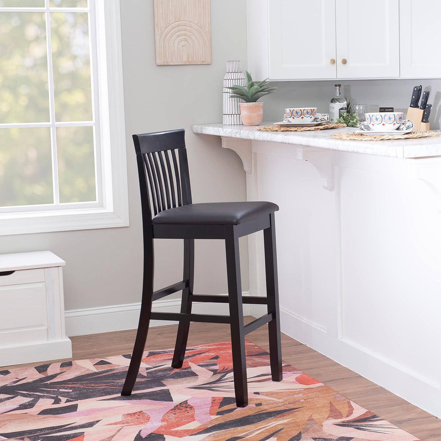 Linon Torino Collection Craftsman Counter Stool, 17.25"W x 19.5"D x 37"H, Black