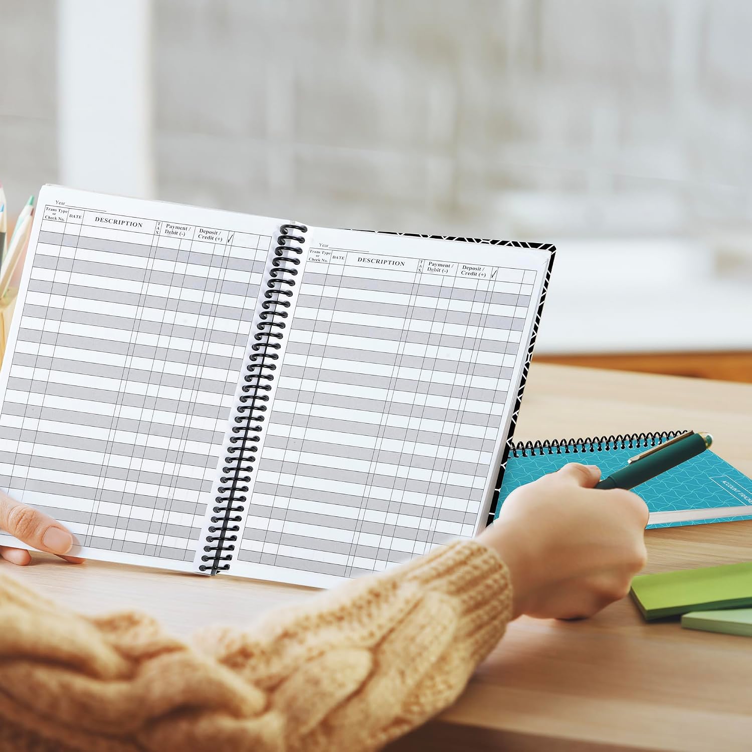 The Superior Register's Premium Check Book Register & Debit Card Ledger Notebook - Checking Account Register, Business Ledger, Cash Log & Expense Tracker - Standard Edition - 1 Pc, Teal