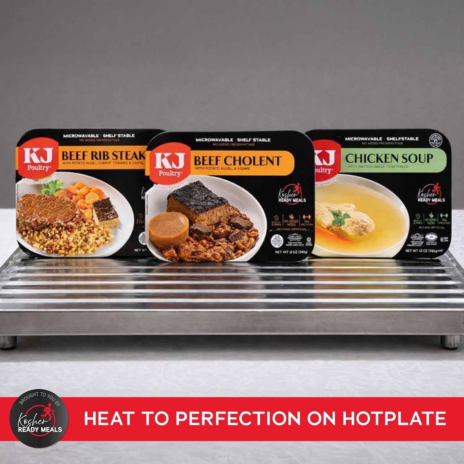 KJ Poultry Kosher Ready Meals - Shabbos Beef Variety (6 Pack) Prepared Entree Fully Cooked