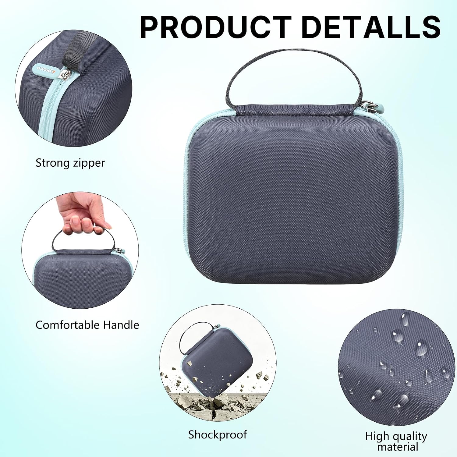 Aproca Case Compatible with Cricut EasyPress Mini Heat Press, Storage Portable Bag for Machine and Accessories -Black with Red Zipper (Case Only)