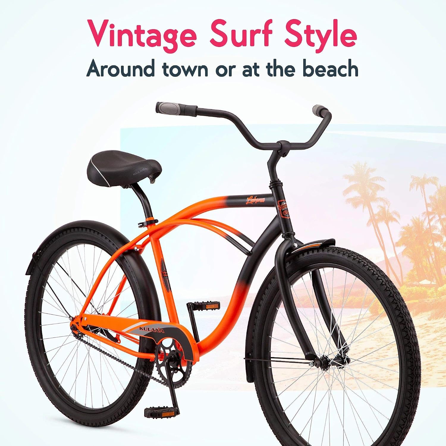 Kulana Lakona Shore, Tide or Wave Cruiser Bike, 20, 24 or 26 Inch Bike for Adults and Youth, 7 or Single Speed Beach Cruiser Bicycle