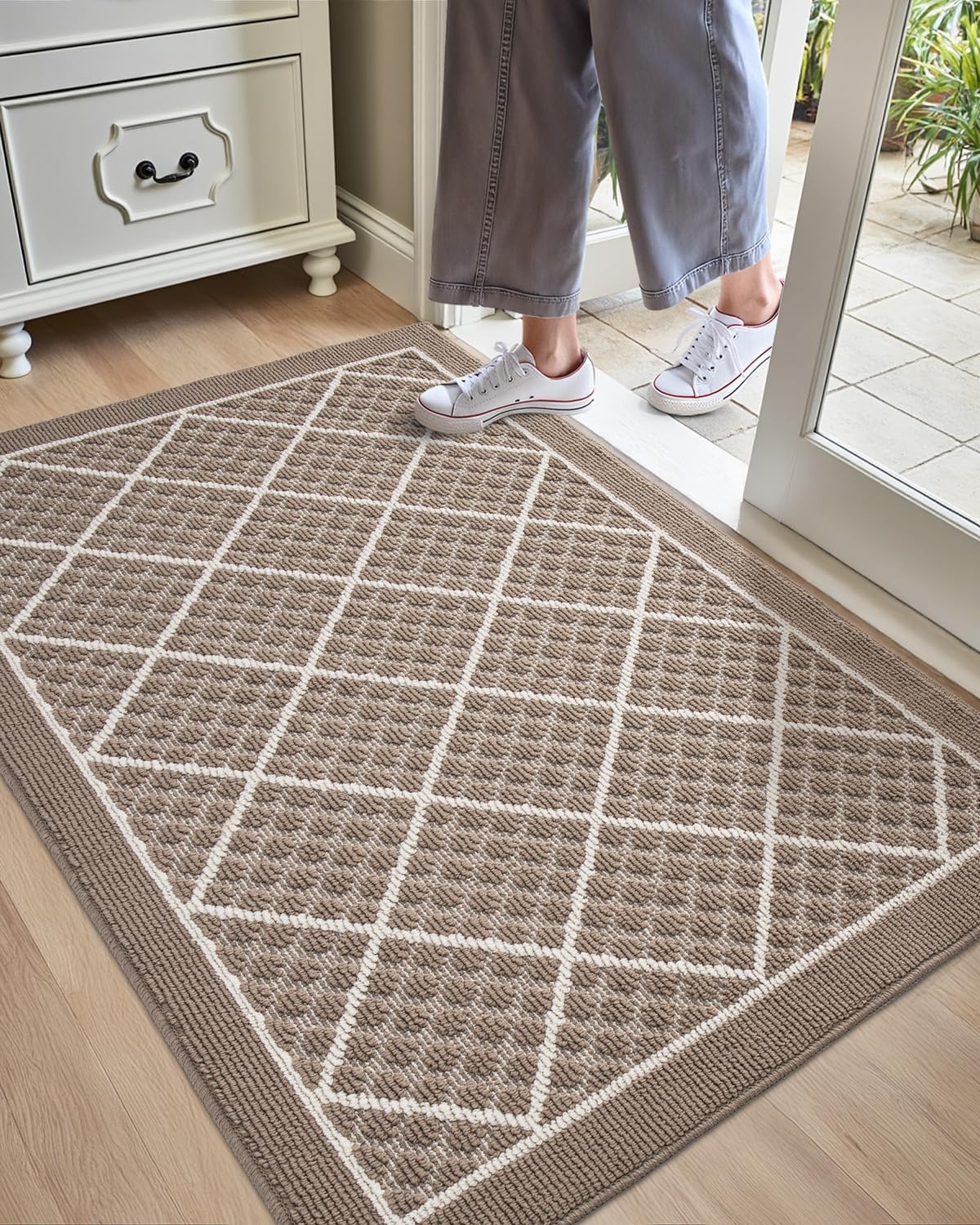 DEXI Front Door Mat Indoor Entryway 24x36 Inside Entrance Doormat Green