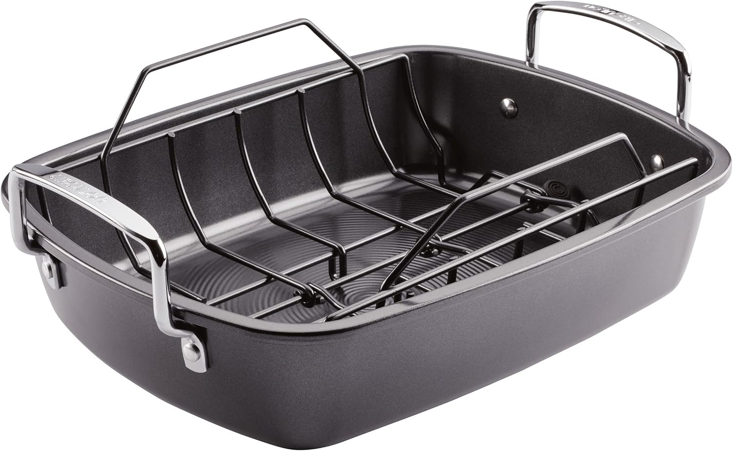 Circulon Total Bakeware Nonstick Roaster, Roasting Pan with Rack, 17-Inch x 13-Inch, Gray