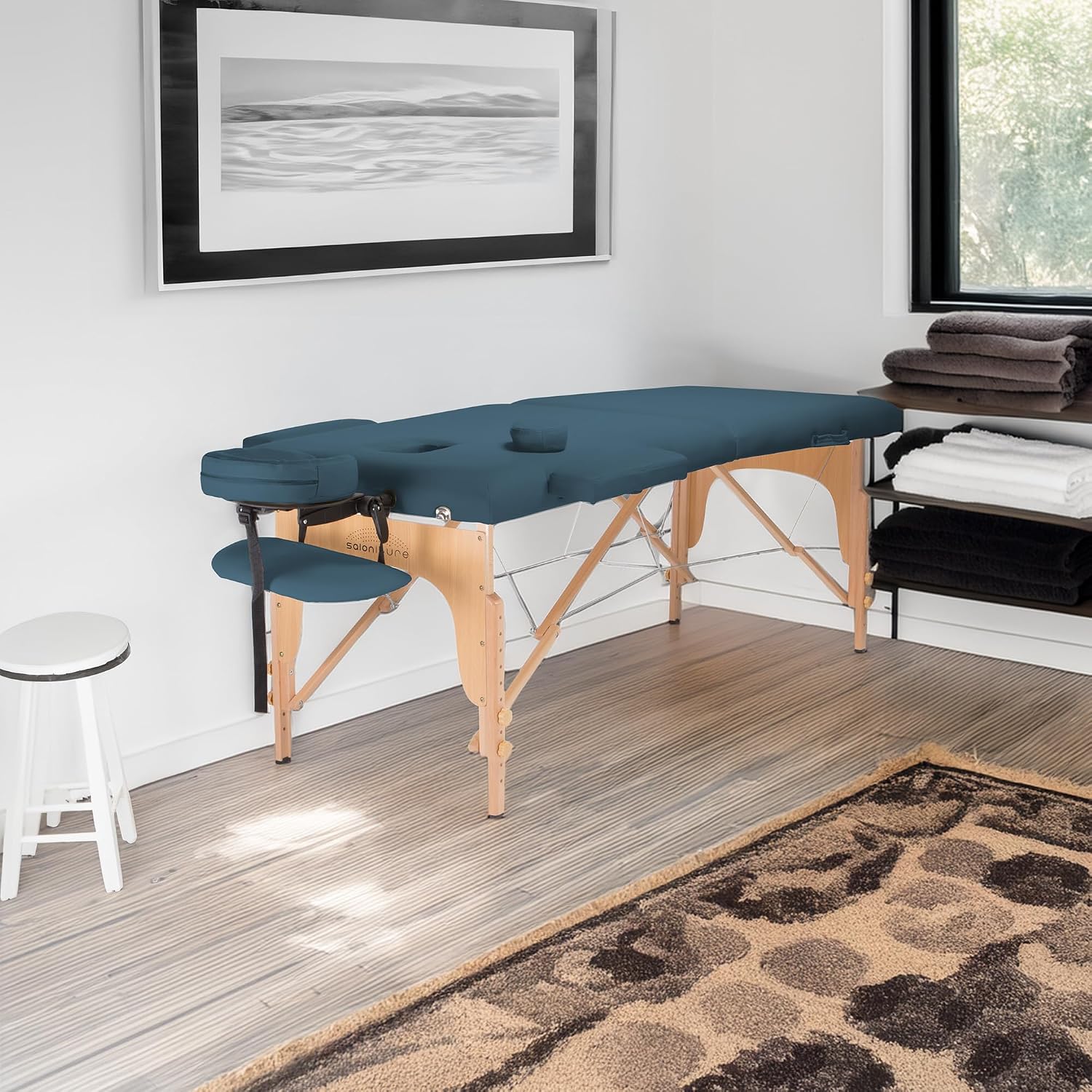 Saloniture Professional Portable Folding Massage Table with Carrying Case - Black