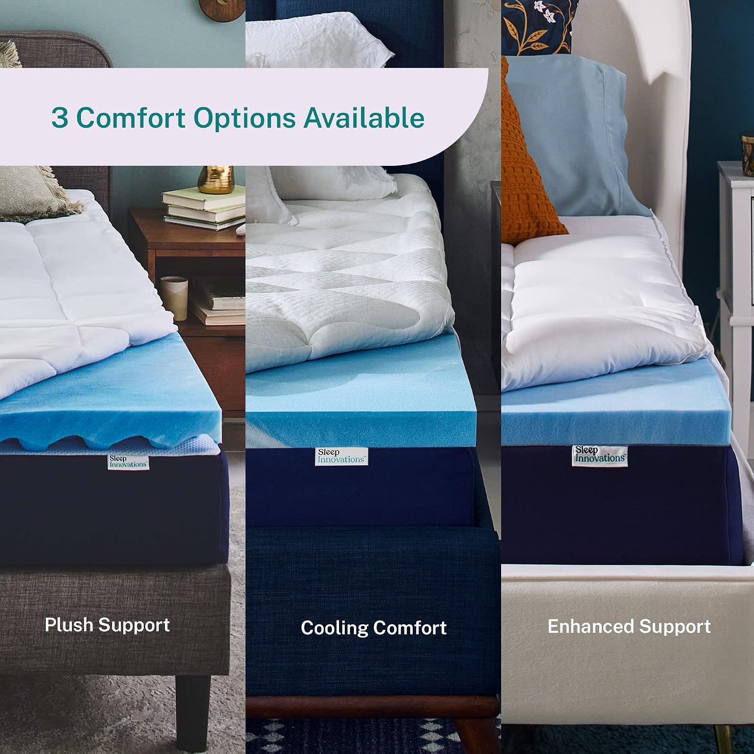 Sleep Innovations Dual Layer 4 Inch Memory Foam Mattress Topper, California King Size, Medium Support