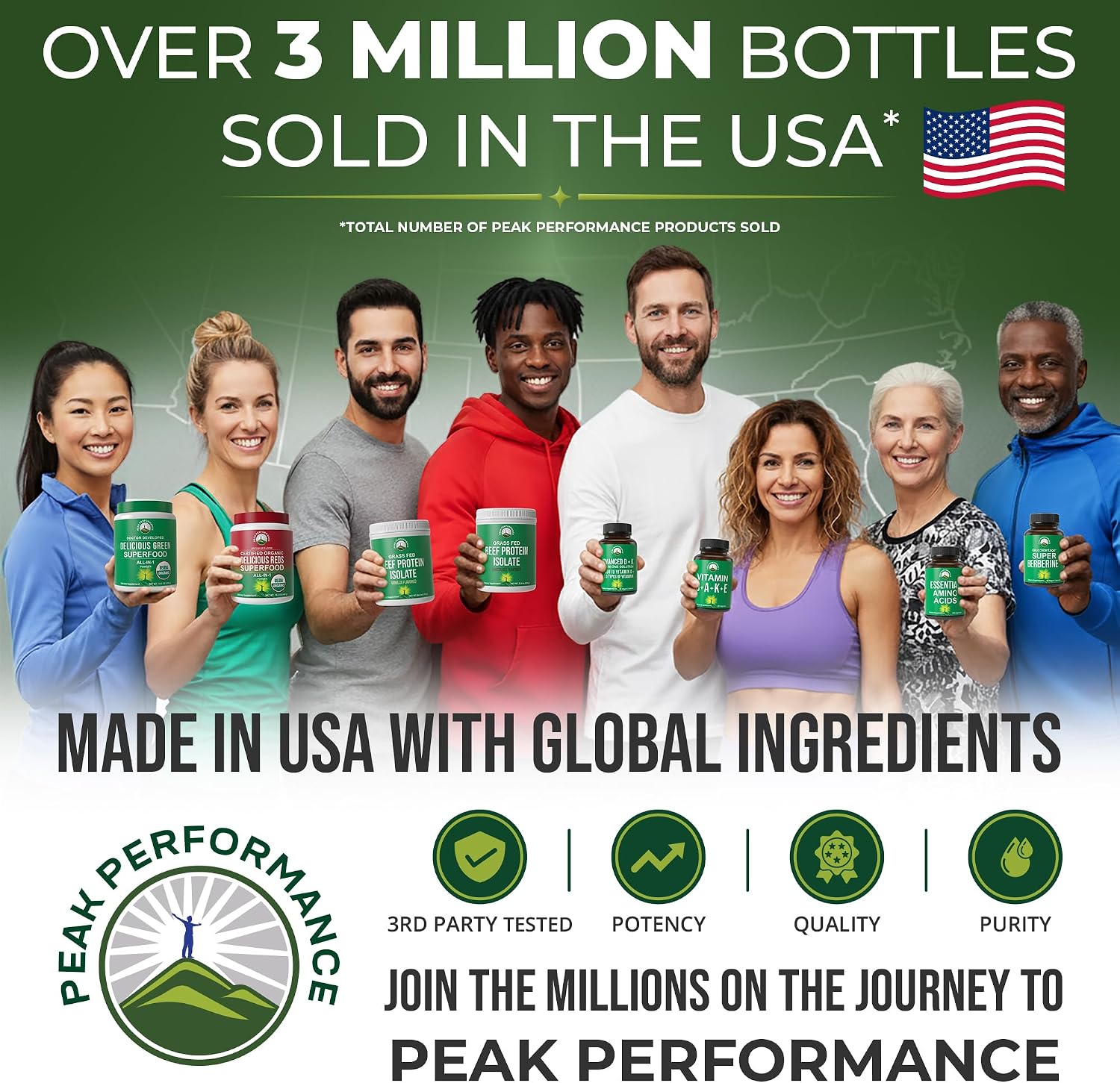 Peak Performance Organic Greens Superfood Powder. Best Tasting Super Greens | Powder with 25+ Organic Ingredients for Max Energy and Athletic Performance. Vegan Keto Green Juice Daily Drink