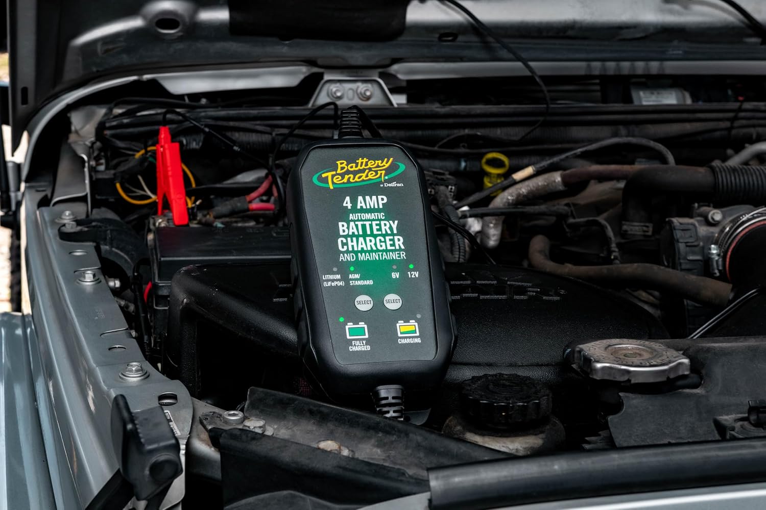 Battery Tender 4 AMP Battery Charger and Maintainer - Automotive Switchable 12V or 6V Smart Automatic for Cars SUVs and Trucks - Lead Acid, AGM, Gel