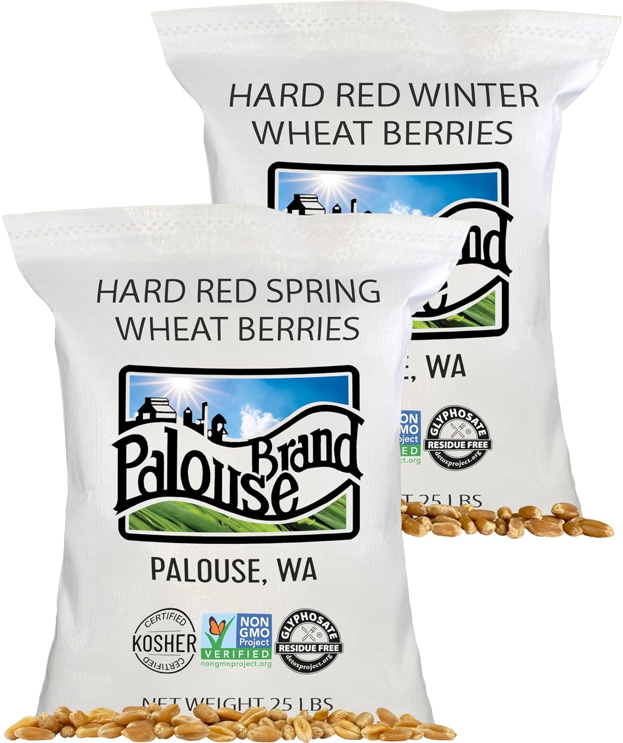 Palouse Brand Certified Glyphosate Residue Free Hard Red Spring Wheat Berries | 5 LBS | 100% Non-Irradiated | Certified Kosher Parve | USA Grown | Non-GMO Project Verified