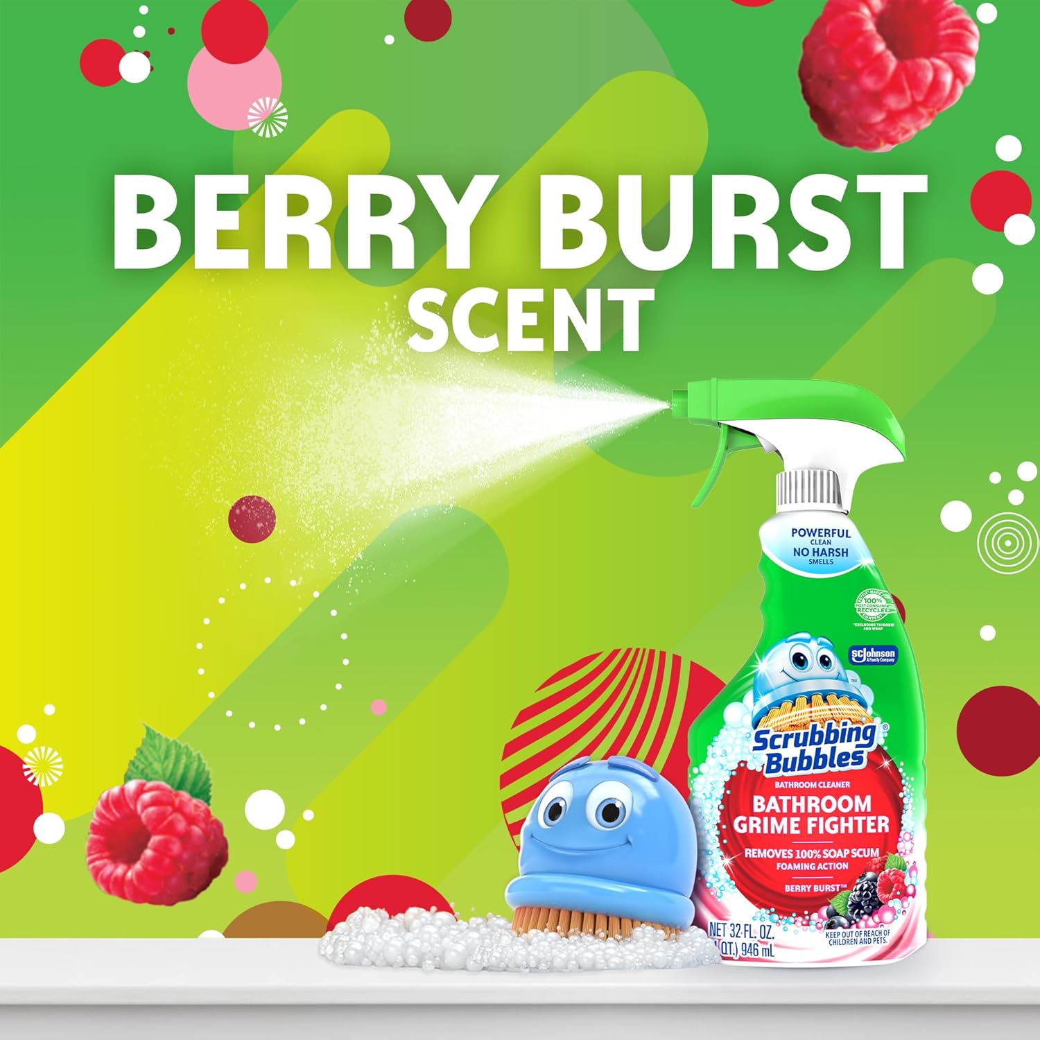 Scrubbing Bubble Bathroom Grime Fighter, Floral Fusion Scent, 32 oz Spray Bottle