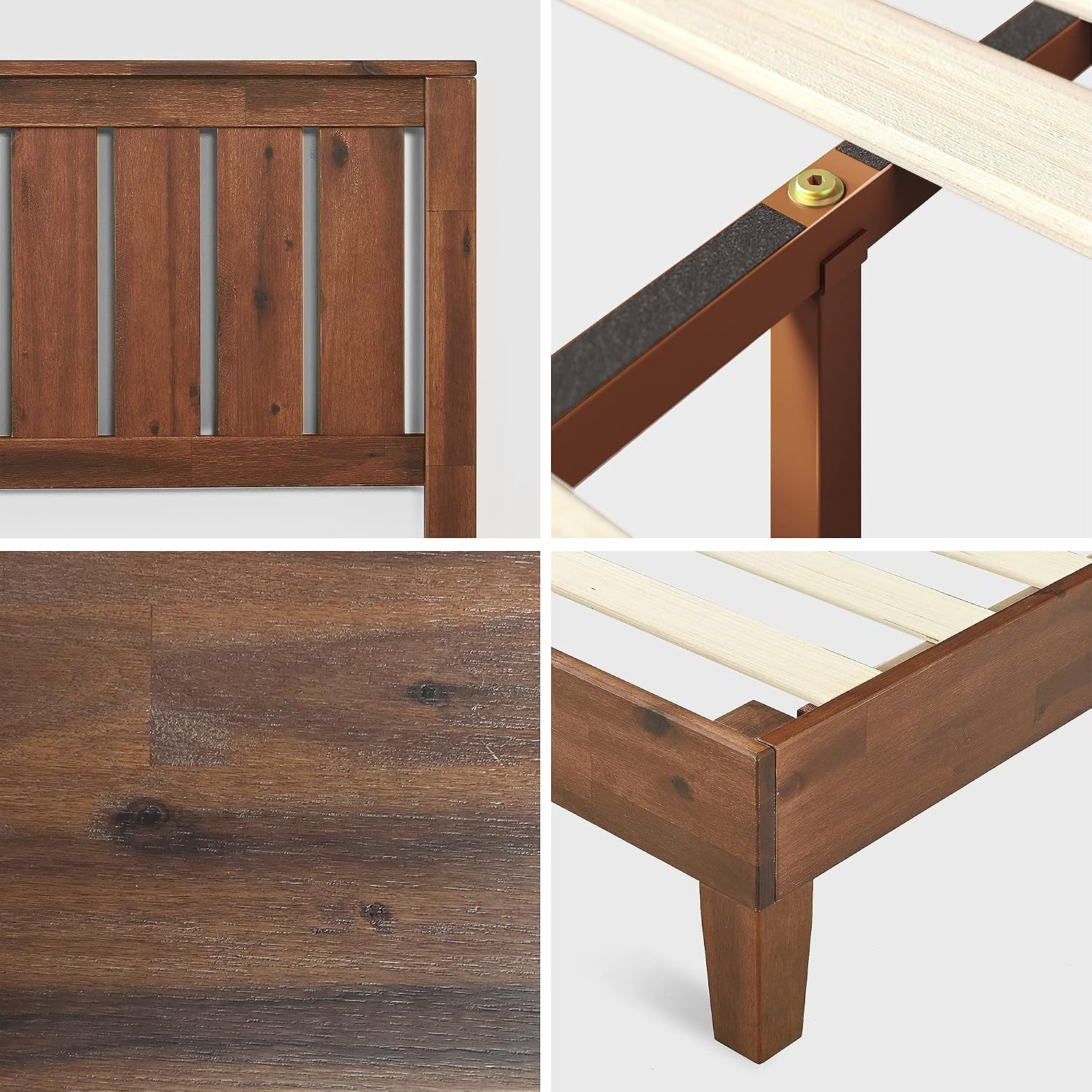 ZINUS Vivek Deluxe Wood Platform Bed Frame with Headboard, Wood Slat Support, No Box Spring Needed, Easy Assembly, Queen | Slatted Headboard, Wood Slat Support, No Box Spring Needed, Contemporary Design, Easy Assembly