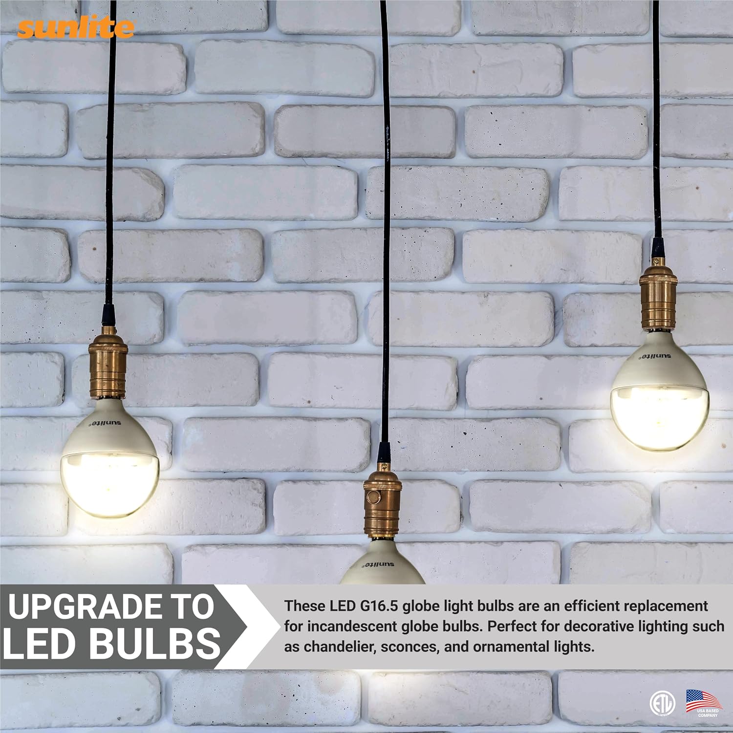 Sunlite G16.5 Light Bulb LED, 5W (40W Equiv.), 350 Lumens, Dimmable, Type G Globe Shape E12 Candelabra Base, Short Bulbs, Vanity Mirror Bulbs, 2700K Soft White, Frosted, 6 Count
