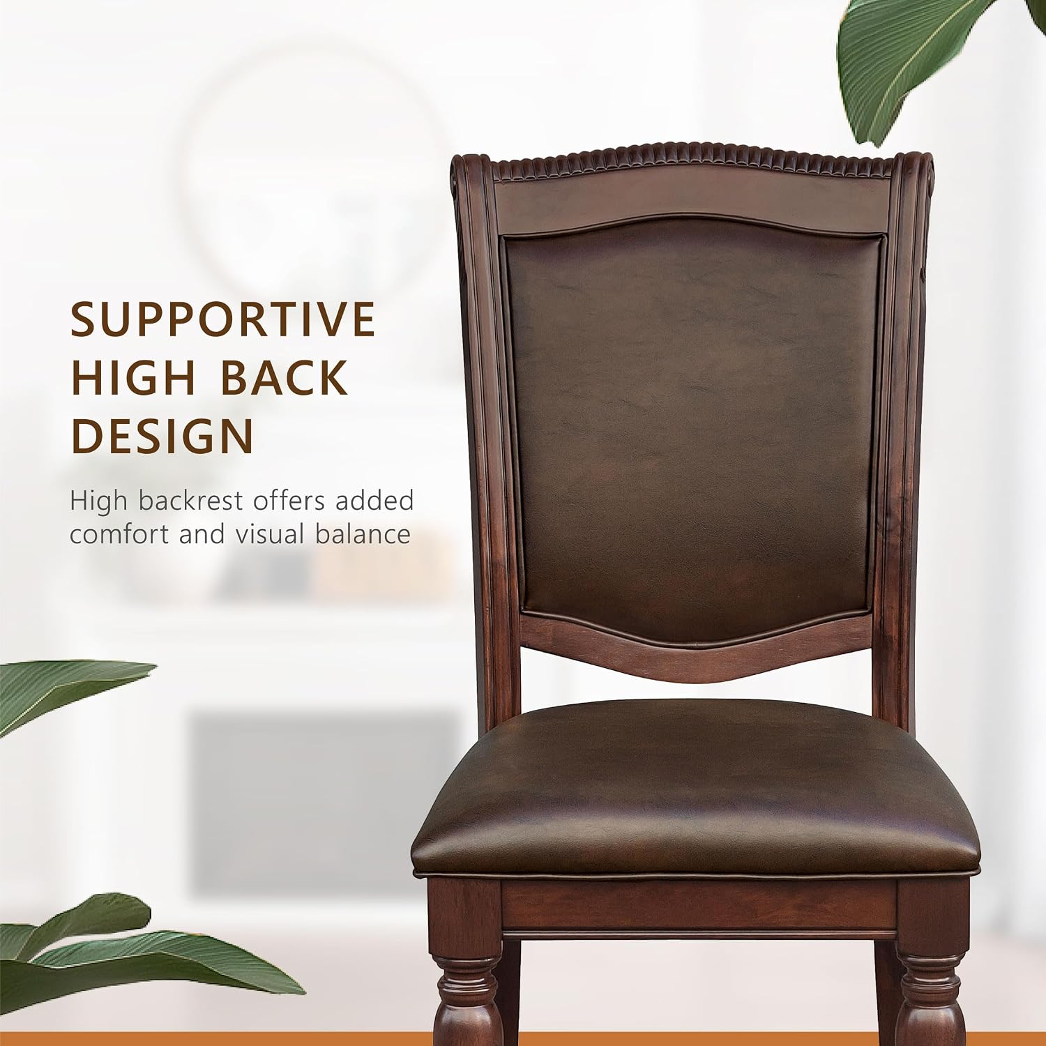 Lordsburg Dining Room Chairs Set of 2, Classic Traditional Dining Chairs For Kitchen, Solid Wood Frame, Solid Back, Armless Side, Cherry Finish