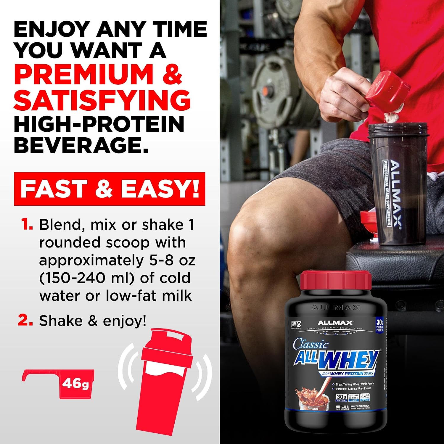 ALLMAX AllWhey Classic Whey Protein Powder, Chocolate, 5 lb