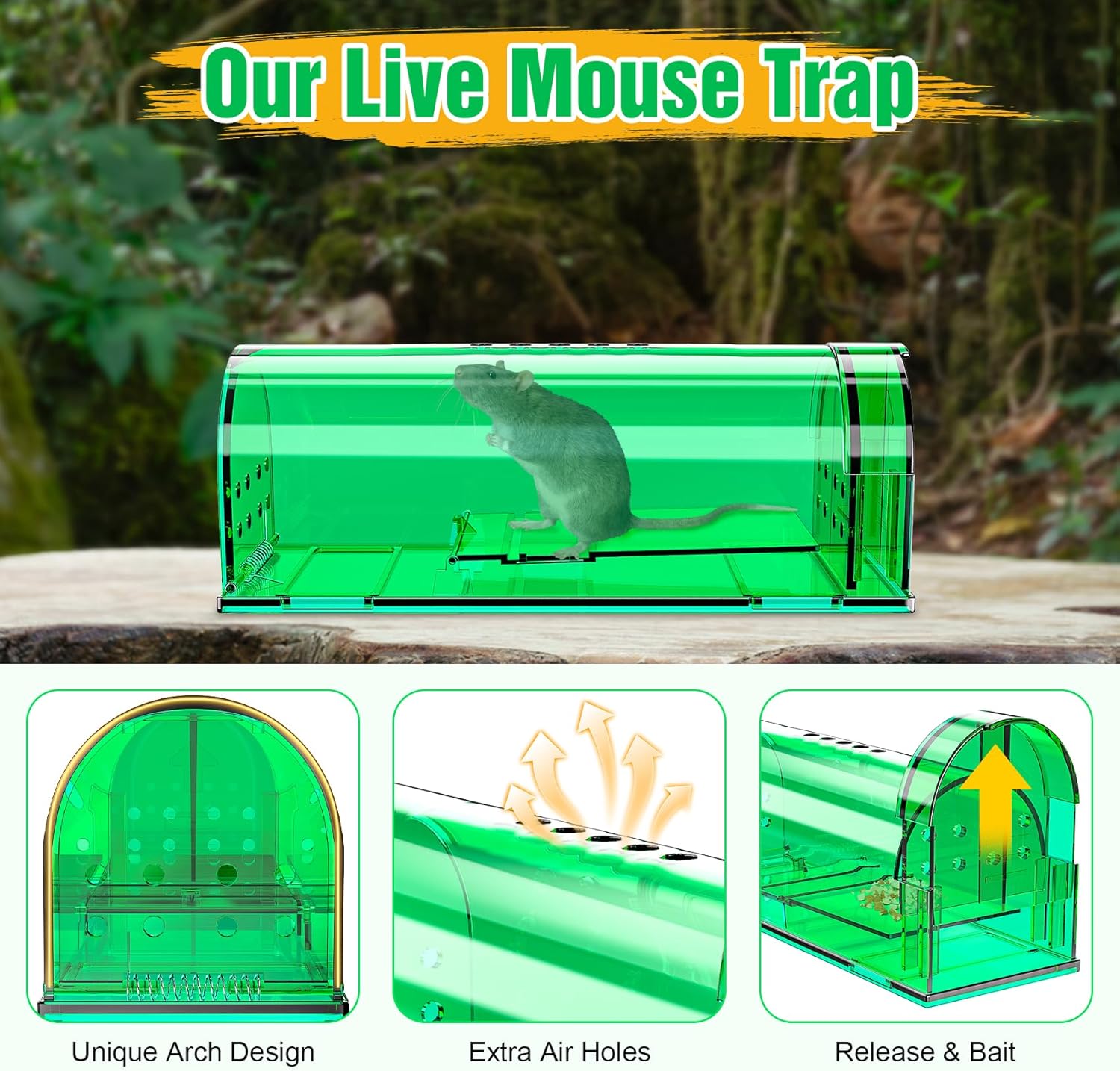 4 Pcs Humane Live Mouse Traps No Kill Reusable Mice Trap Catch