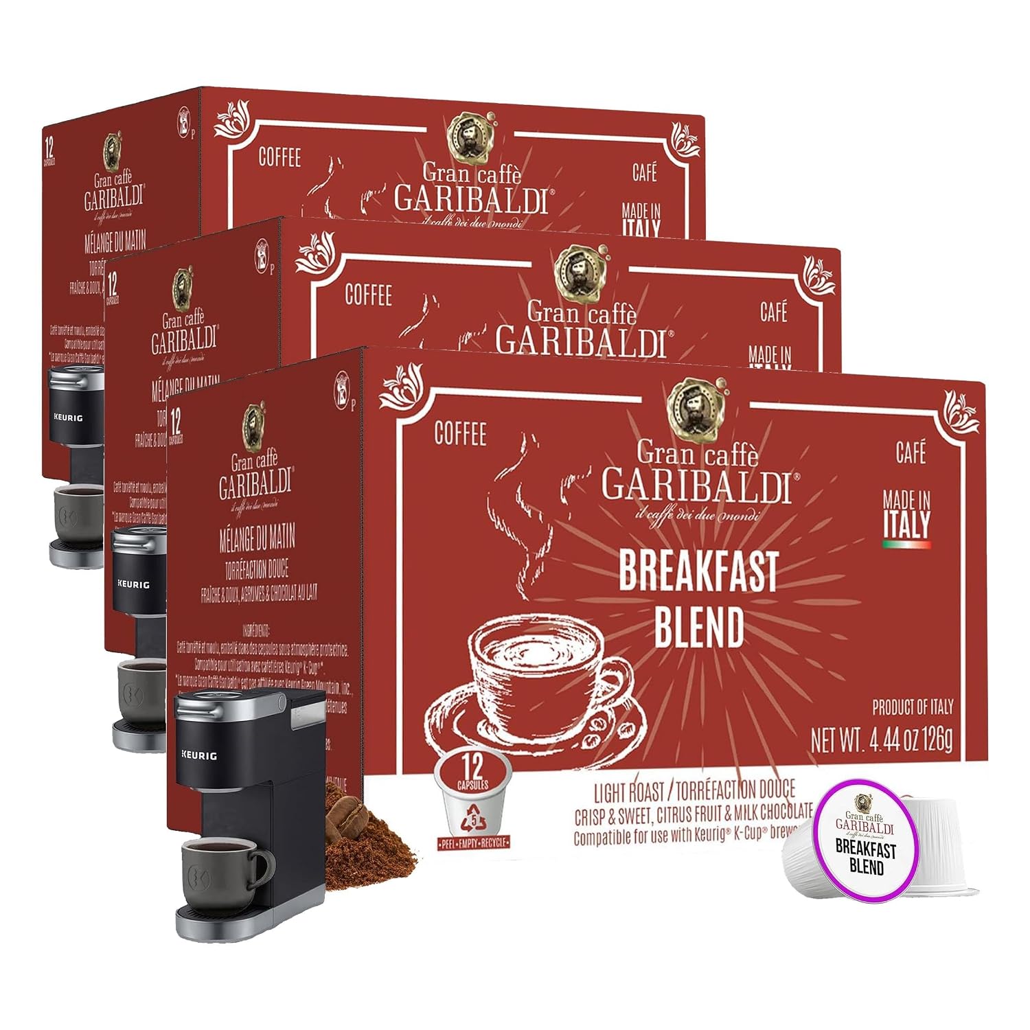 Caffè Garibaldi Colombian Coffee Pods for Keurig K-Cup Brewers, 12 Count