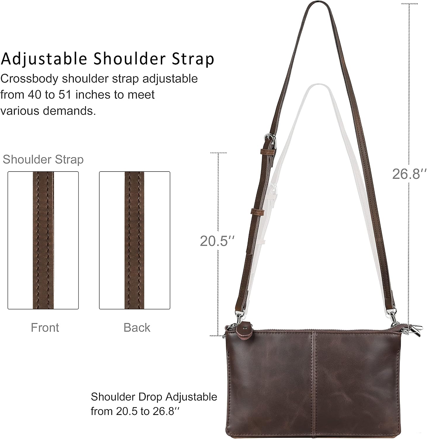befen Genuine Leather Small Crossbody Bags for Women Wristlet Wallet Purses | Real Leather, RFID Blocking Card Slots, Wristlet Strap, Clutch Purse, Fit iPhone 17 Pro Max, Leather Handbags