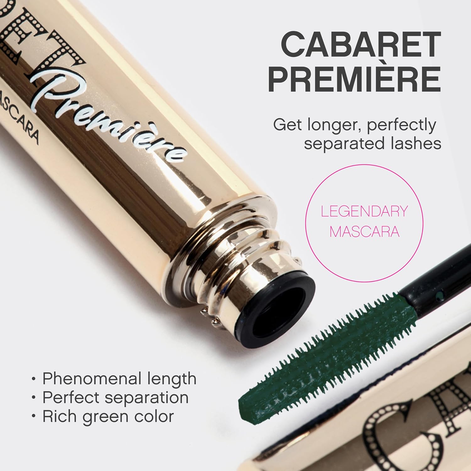 Vivienne Sabó Cabaret Premiere Black Mascara, Volume and Length, Defining, Curling, No Flaking, No Clumping, Smudge Proof, Washable, Cruelty-Free, Made in Europe, (01 Black), 0.3 Fl Oz, 1 Pack