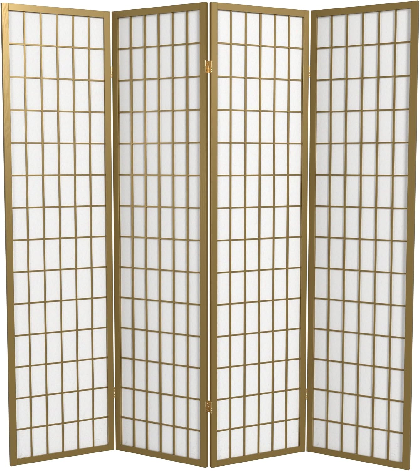 Red Lantern 6 ft. Tall Window Pane Shoji Screen - Walnut - 5 Panels