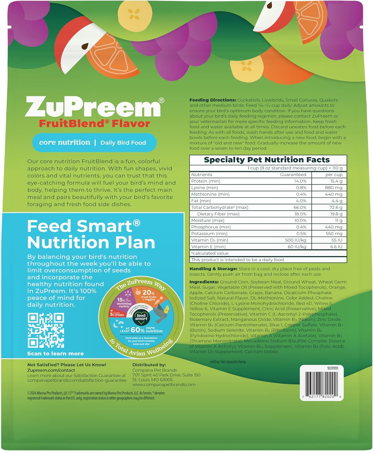 ZuPreem Sensible Seed Parakeet & Budgie Food, Variety Mixer, Small, 2 lb | Bird Food Mixer, Parrot & Parakeet Food, Budgie, Treats, Pellet Mix, Pumpkin Seeds, Safflower, Variety, Made in USA