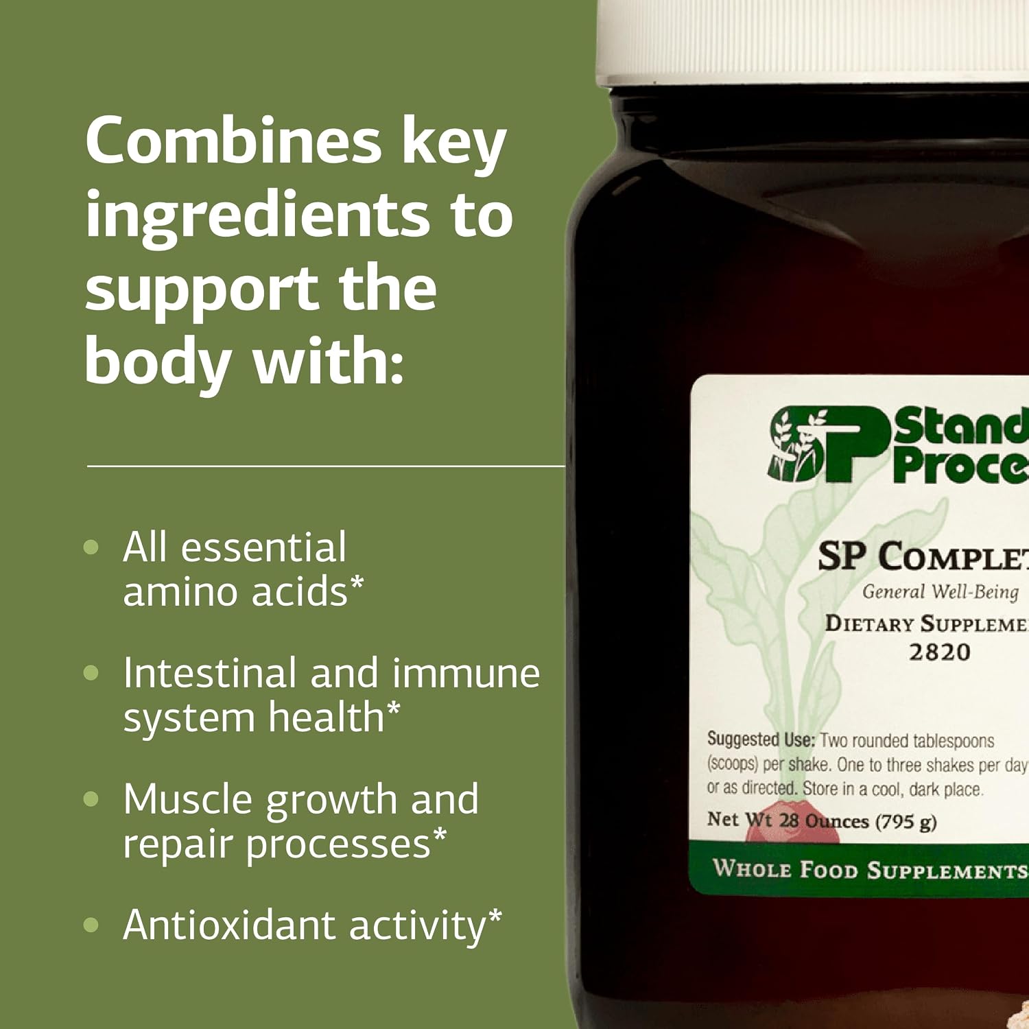 Standard Process SP Complete - Powder Supplement to Aid Muscle Growth & Repair - Immune Health Support with Brussels Sprouts & Calcium - Whole