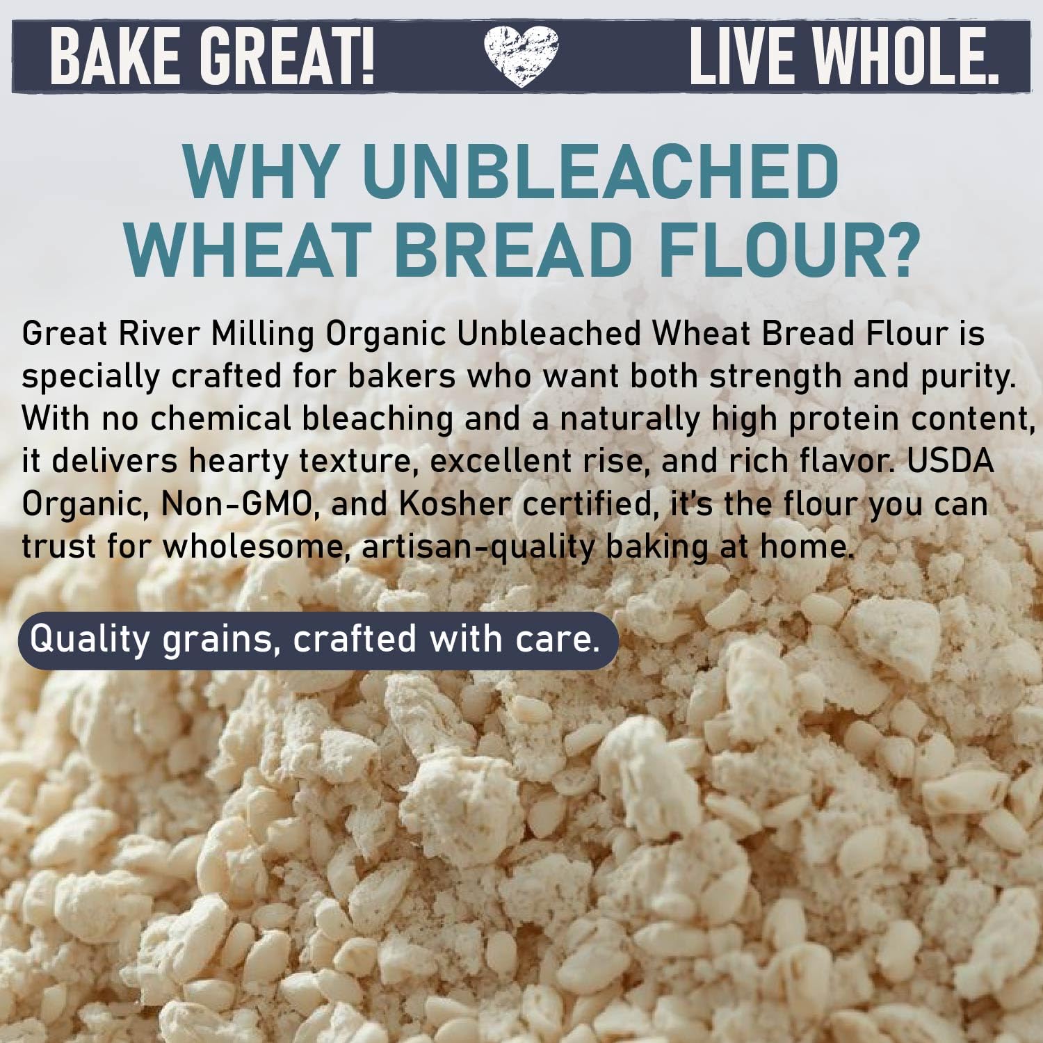 Great River Milling Organic Bread Flour, Unbleached, 25 lb