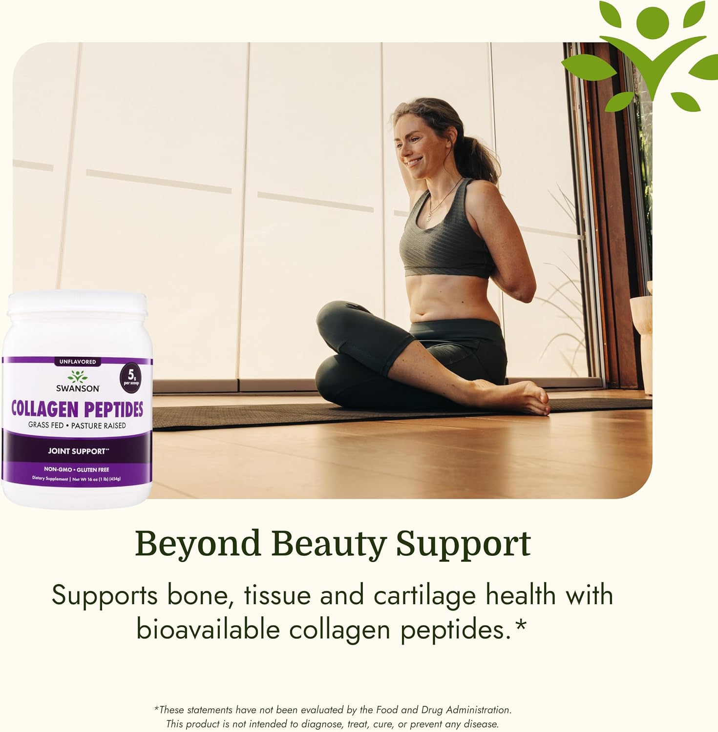 Swanson High Plains Collagen Hydrolysate Peptides, Unflavored (1 lb) | For Adults over 30 Seeking Hair, Skin, Nail, and Joint Support, Unflavored Peptides with No Fillers or Flavors