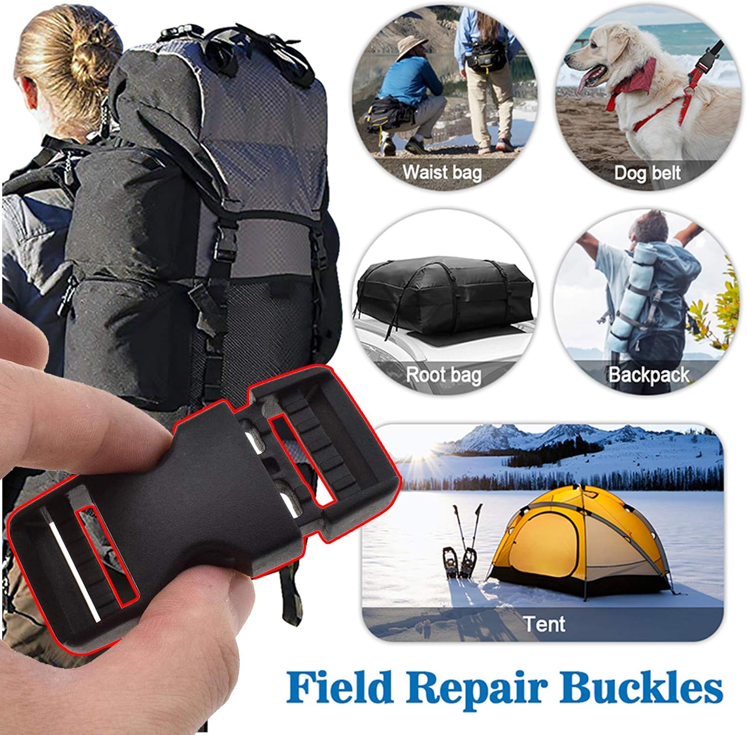 Buckle 1" Wide Inside, Quick Side Release Buckle for 1 inch/25mm Webbing Straps