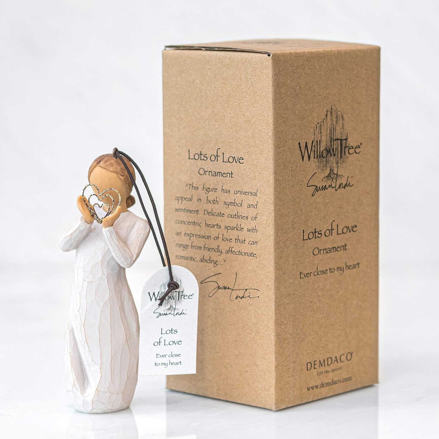 Willow Tree Lots of Love Ornament, Sculpted Hand-Painted Figure | Celebrating Friendship and Sentiment, Cast from a Susan Lordi Original Carving, Cast Resin Keepsake, Ready to Hang