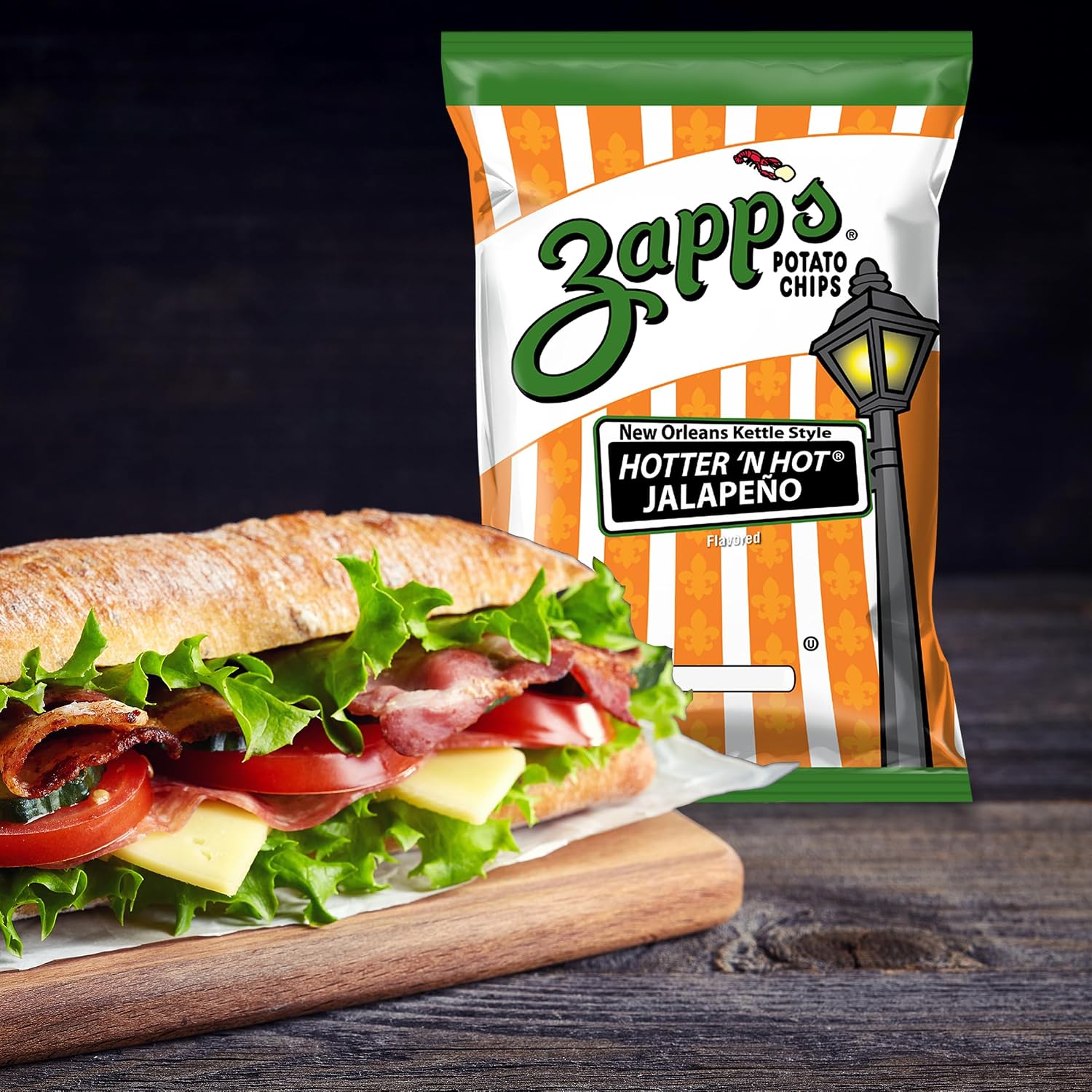 Zapp’s New Orleans Kettle-Style Potato Chips Hotter n Hot Jalapeno Flavor (2 oz Bags, 25 Count), Crunchy Chips with a Spicy Kick, Perfect On-The-Go, Gluten Free Snack