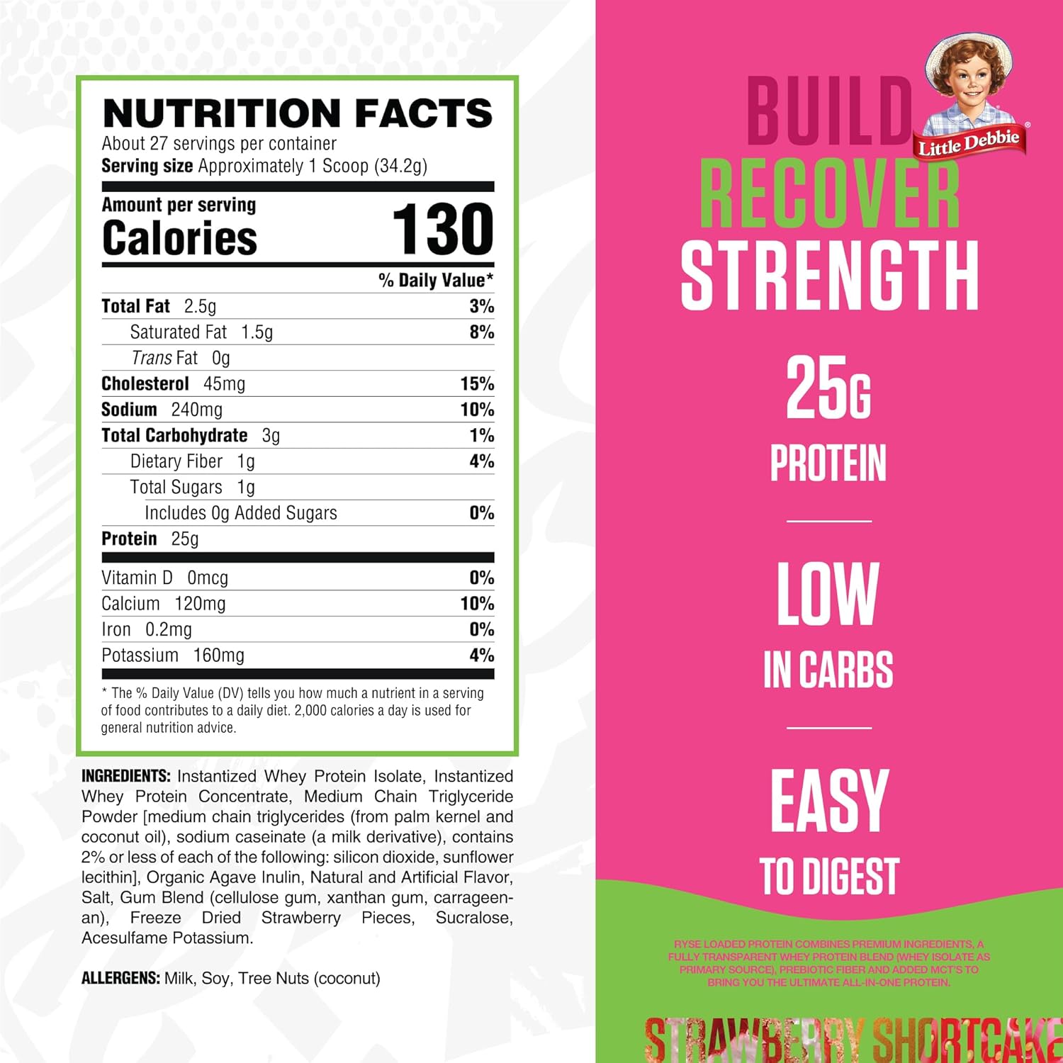 RYSE Loaded Protein Powder - Peanut Butter Cup - 25g Whey Protein Isolate & Concentrate with Prebiotic Fiber & MCTs - Low Carb, Low Sugar
