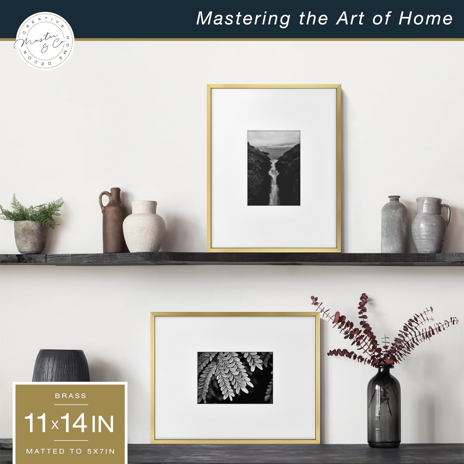 MCS Master & Co. Foundry Metal Picture Frame, 12x12 Matted to 8x8