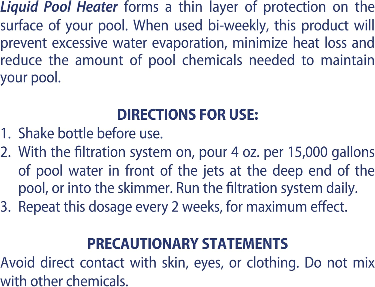 SpaChoice 1-Quart Premium Liquid Pool Heater Solar Cover in a Bottle | Liquid Solar Blanket for Pool, Helps Prevent Heat Loss, 4 ounces per 15,000 gallons of water every 2 weeks, Made in USA