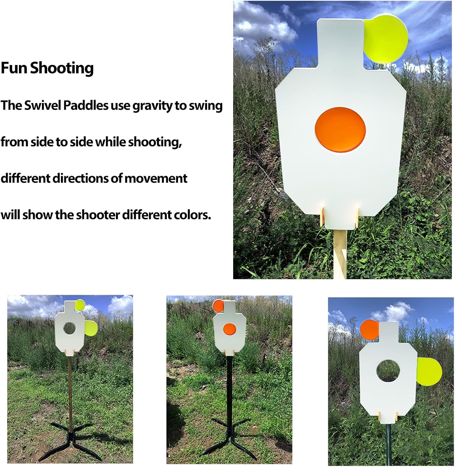 Highwild AR500 Steel Hostage Target 12" x 20" x 3/8" Armored Steel Bullseye Reactive IDPA Shooting Target with 2X4 T-Post Bracket