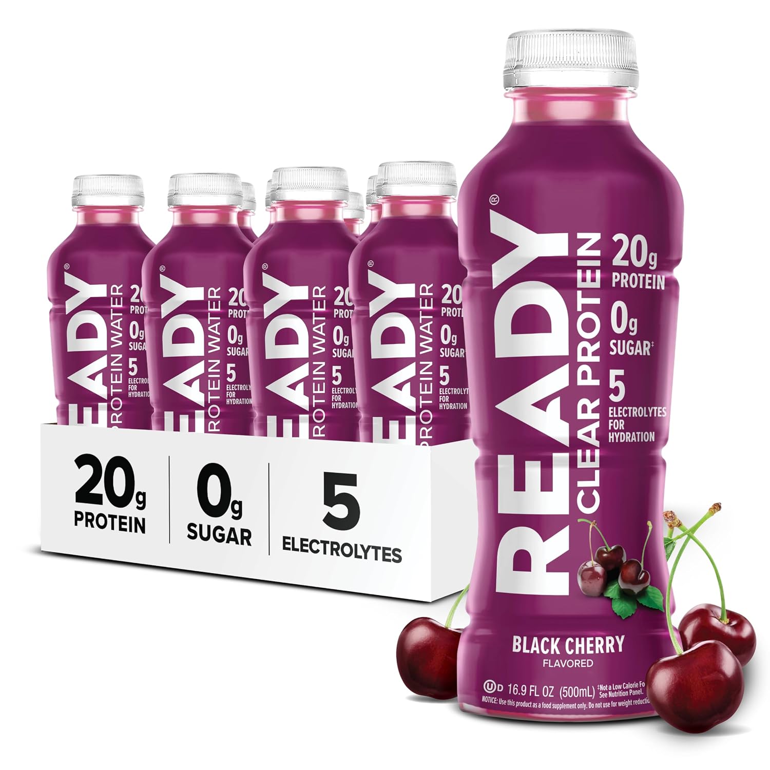 Ready Clear Protein Water, Blueberry, 20g Whey Protein Isolate, 12 Pack