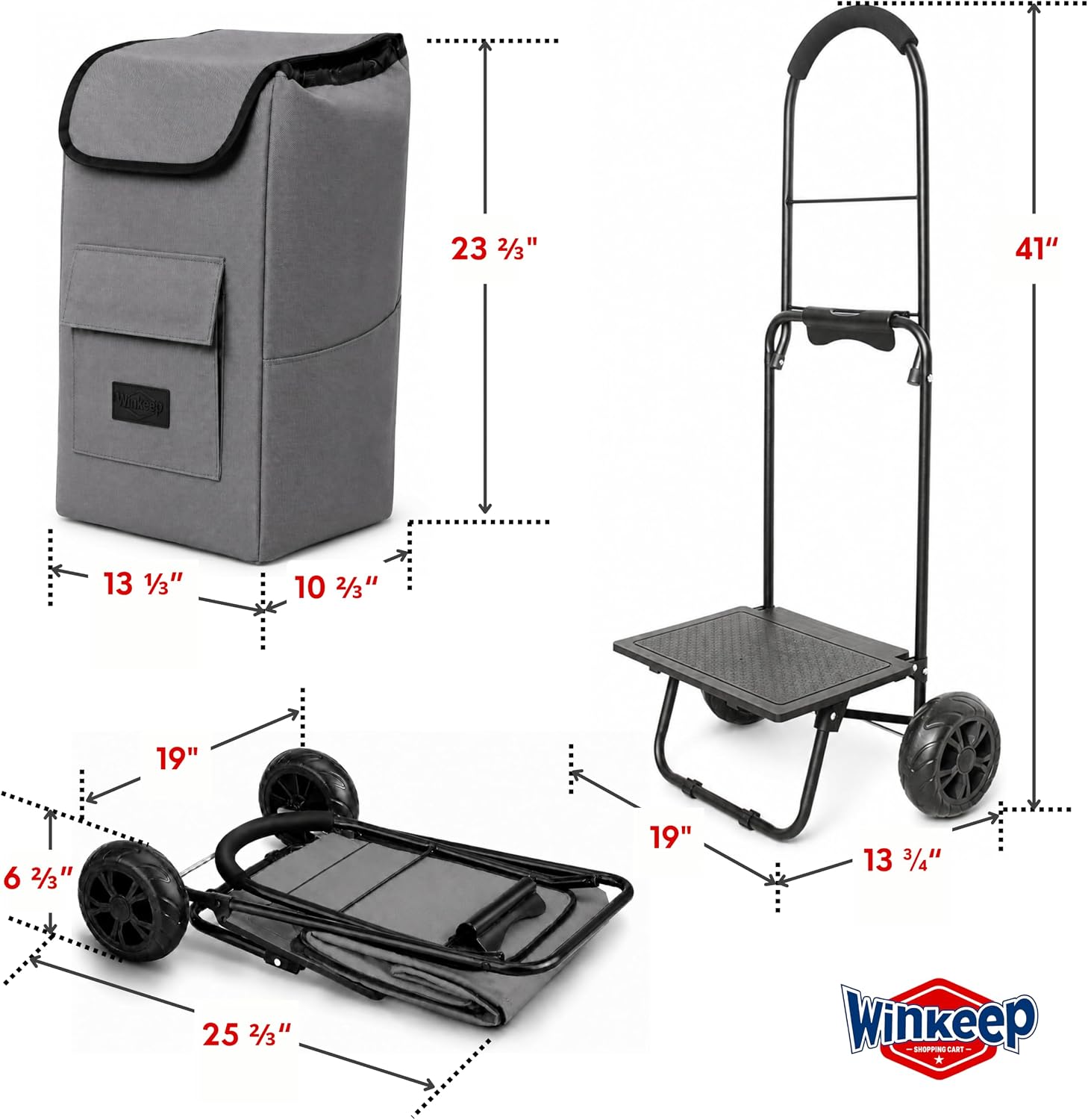 Shopping Cart, Super Loading Grocery Trolley, 220 lbs Capacity
