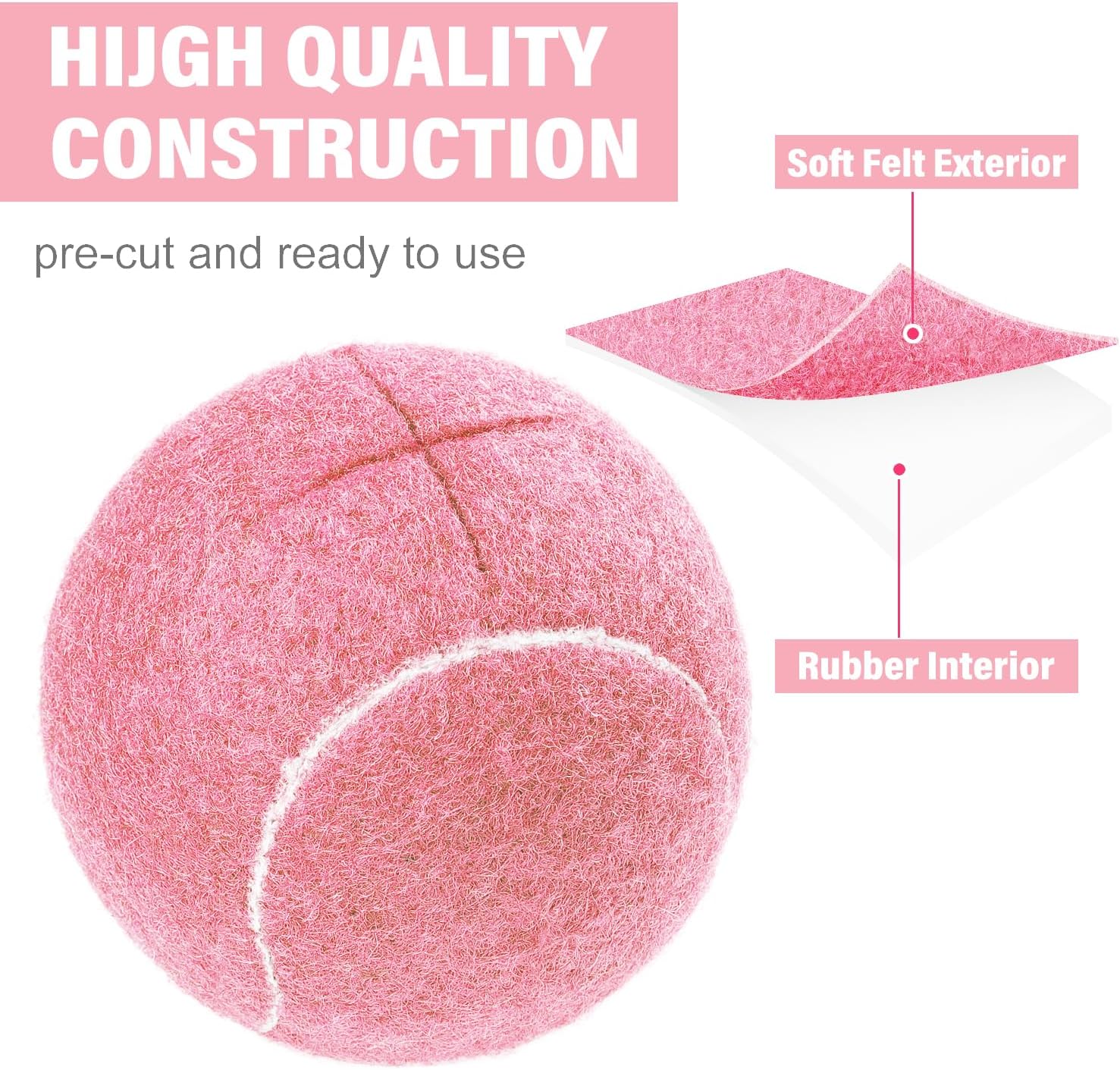 URBEST Walker Tennis Balls 4pcs Precut Heavy Duty Tennis Balls for Walkers