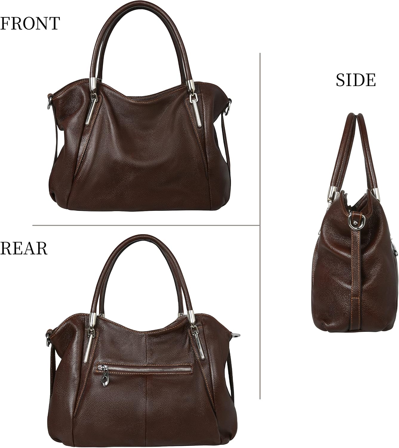 HESHE Leather Shoulder Purses for Women Tote Handbags Satchel Hobo Handbag | Designer Genuine Leather Travel Top Handle Work Bag Ladies Crossbody Purses Adjustable Straps Large Capacity Zippered Closure