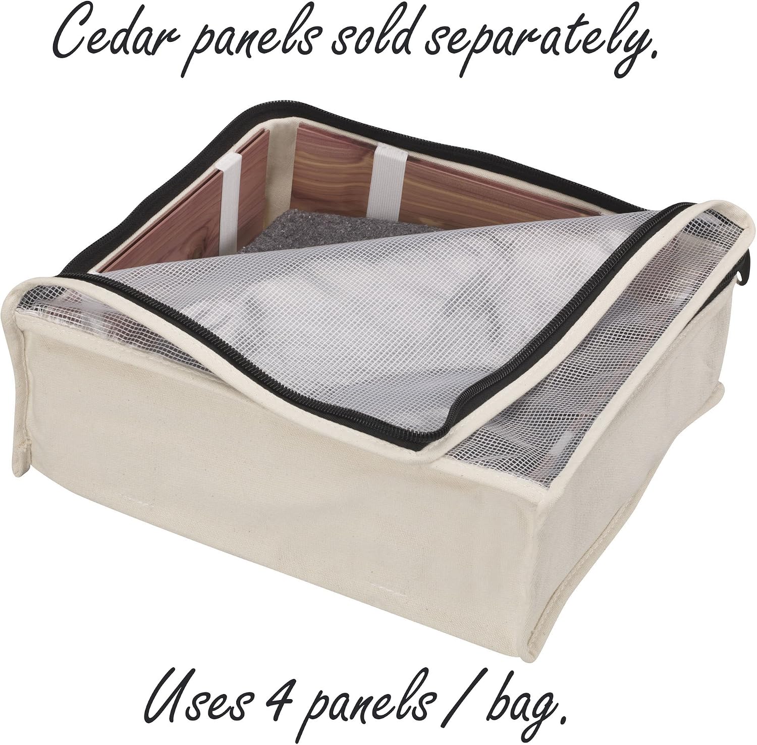 Household Essentials Canvas Sweater Storage Bags, 2-Pack, Breathable Cotton, Under-Bed Zippered Storage with Clear Top Window, Stackable, Cedar Insert Compatible (Not Included), Natural